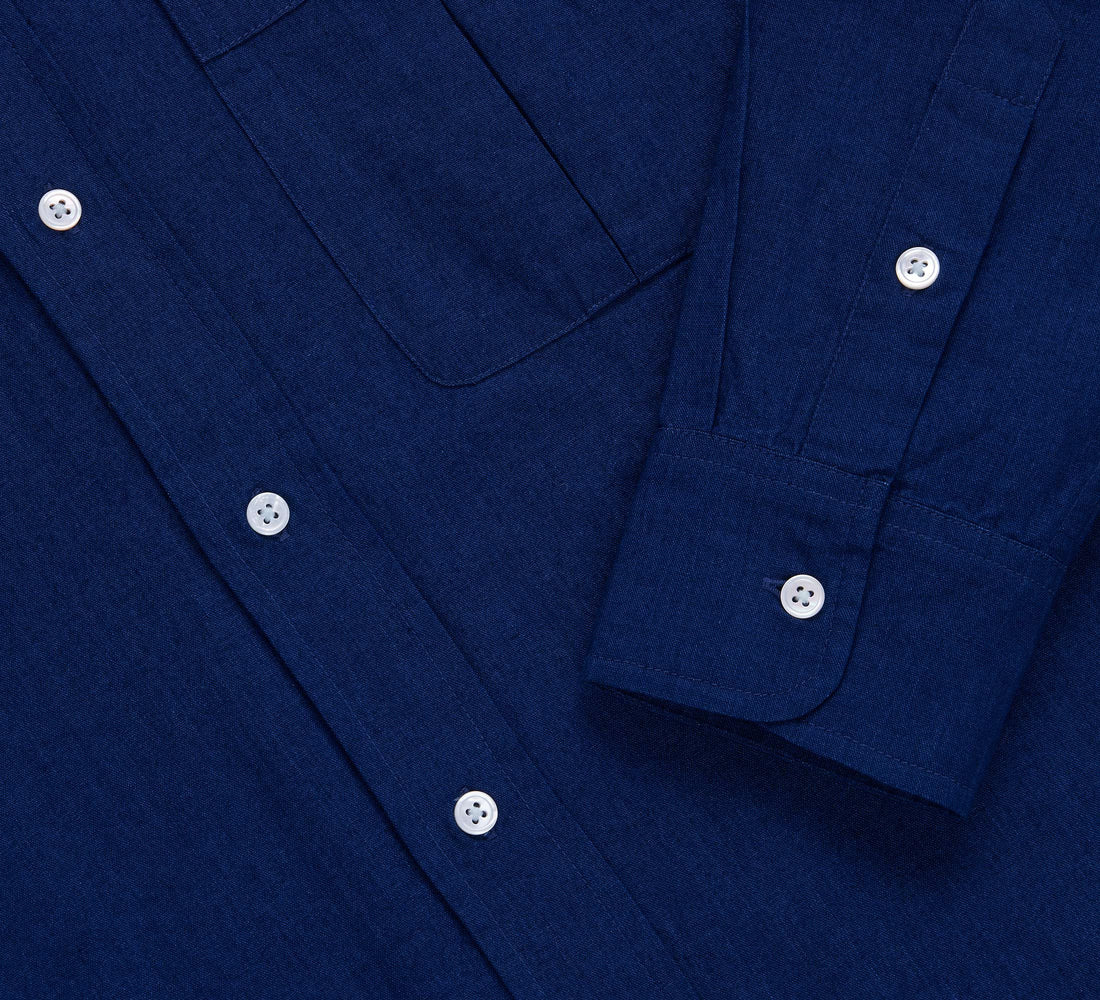Club Collar Shirt - Indigo Selvedge Broadcloth - 5