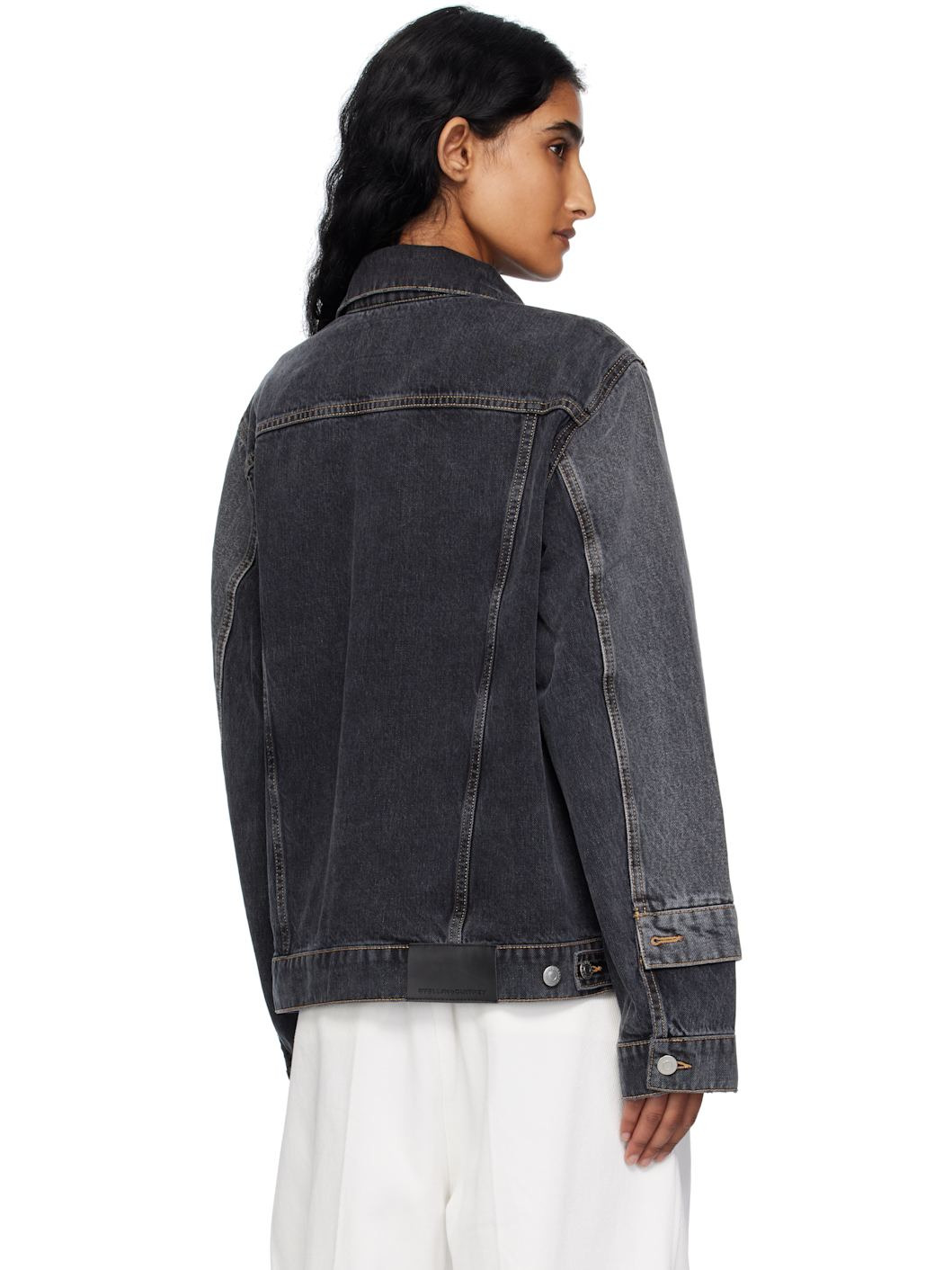 Black Tonal Panelled Denim Jacket - 3