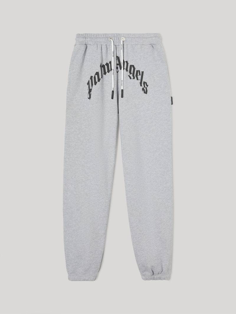 GREY CURVED LOGO SWEATPANTS 1