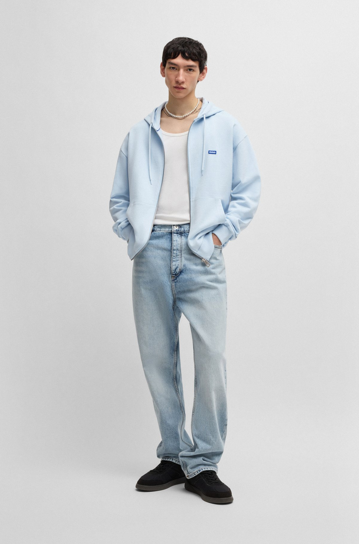 ZIP-UP HOODIE IN FRENCH TERRY COTTON WITH LOGO - 4