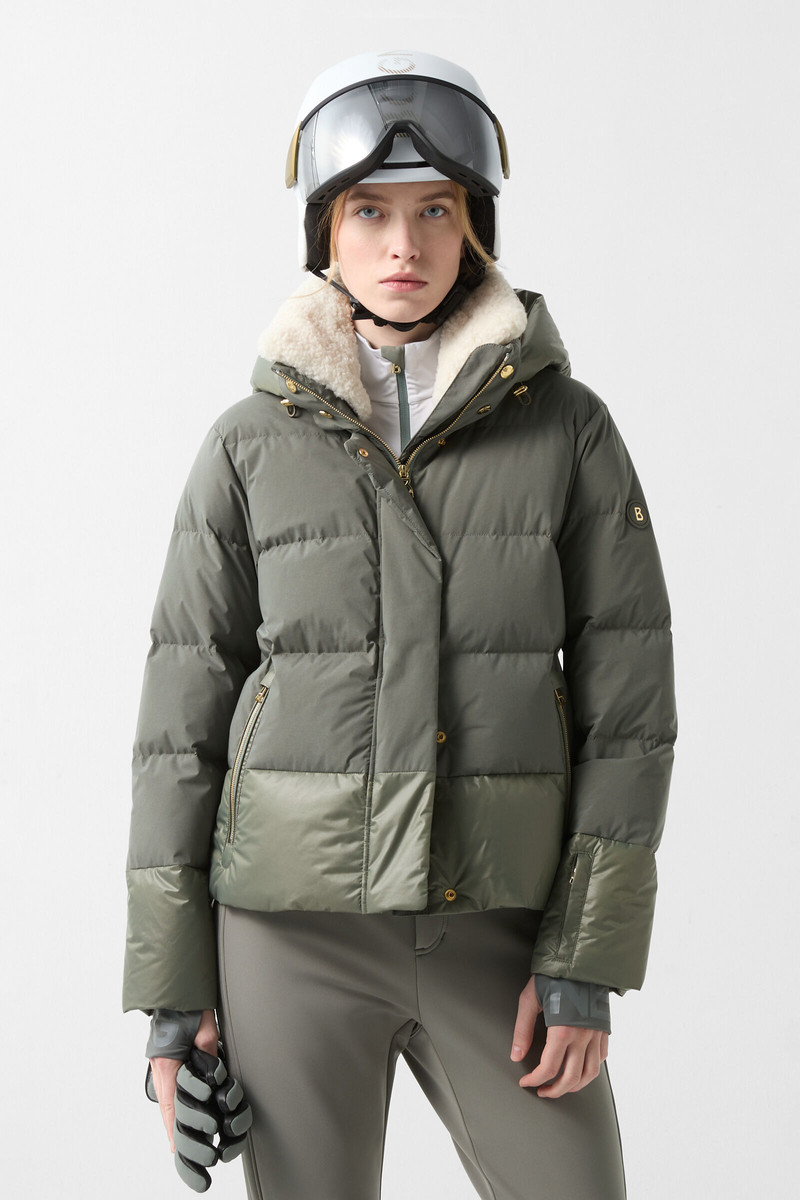 Maja down ski jacket in Khaki 2