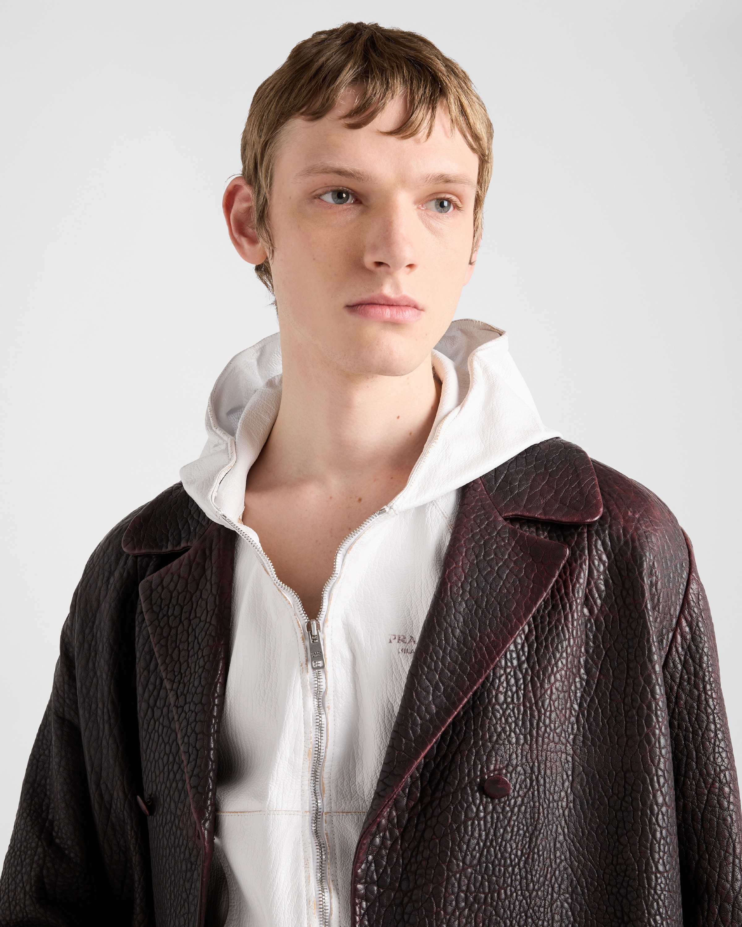 Double-breasted nappa leather coat - 3