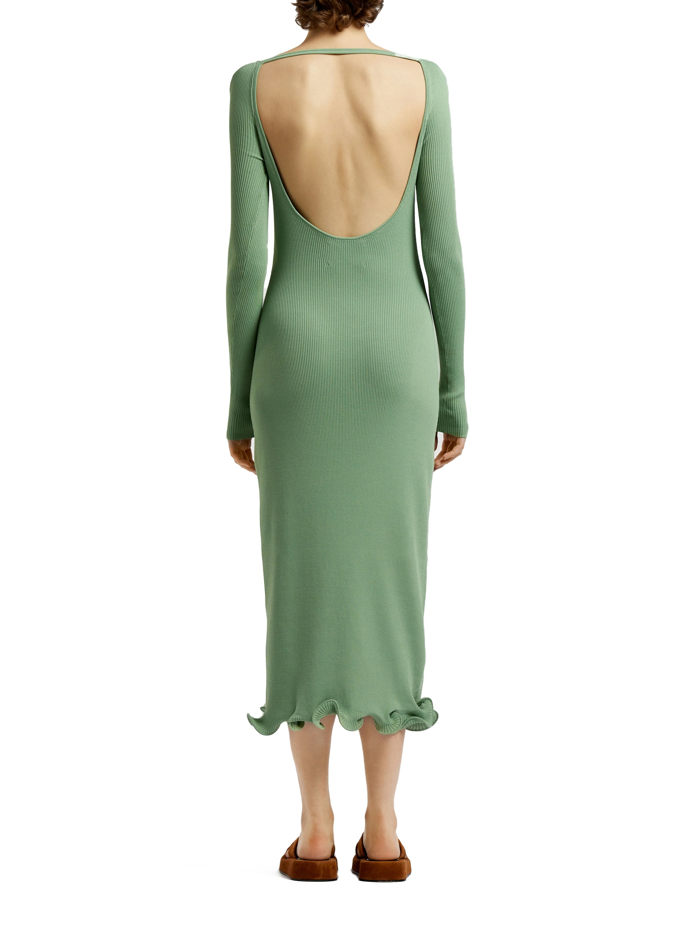 Long Sleeve Knit Dress Sage - 3