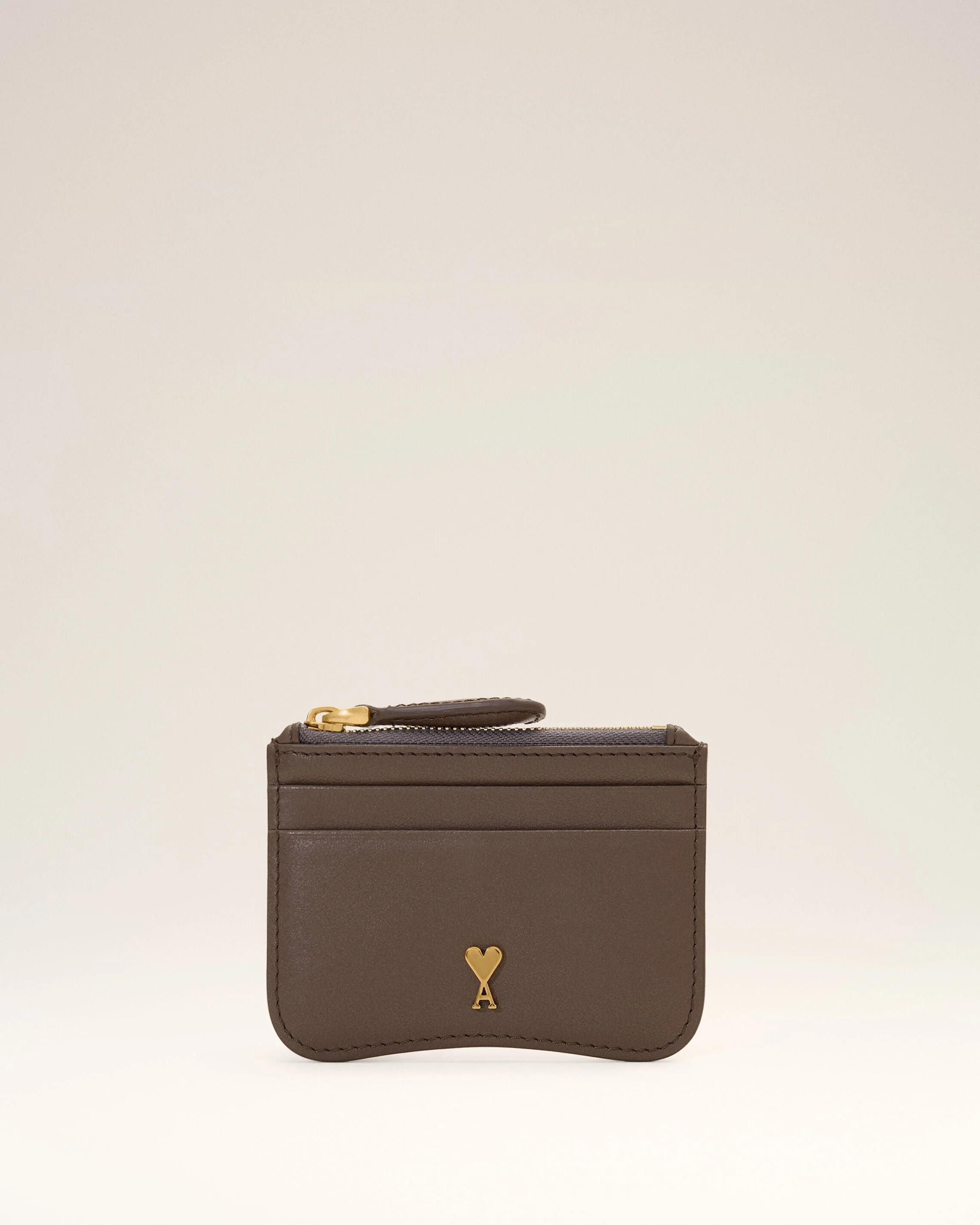BROWN PARIS PARIS ZIPPED COWHIDE LEATHER CARD HOLDER - 1