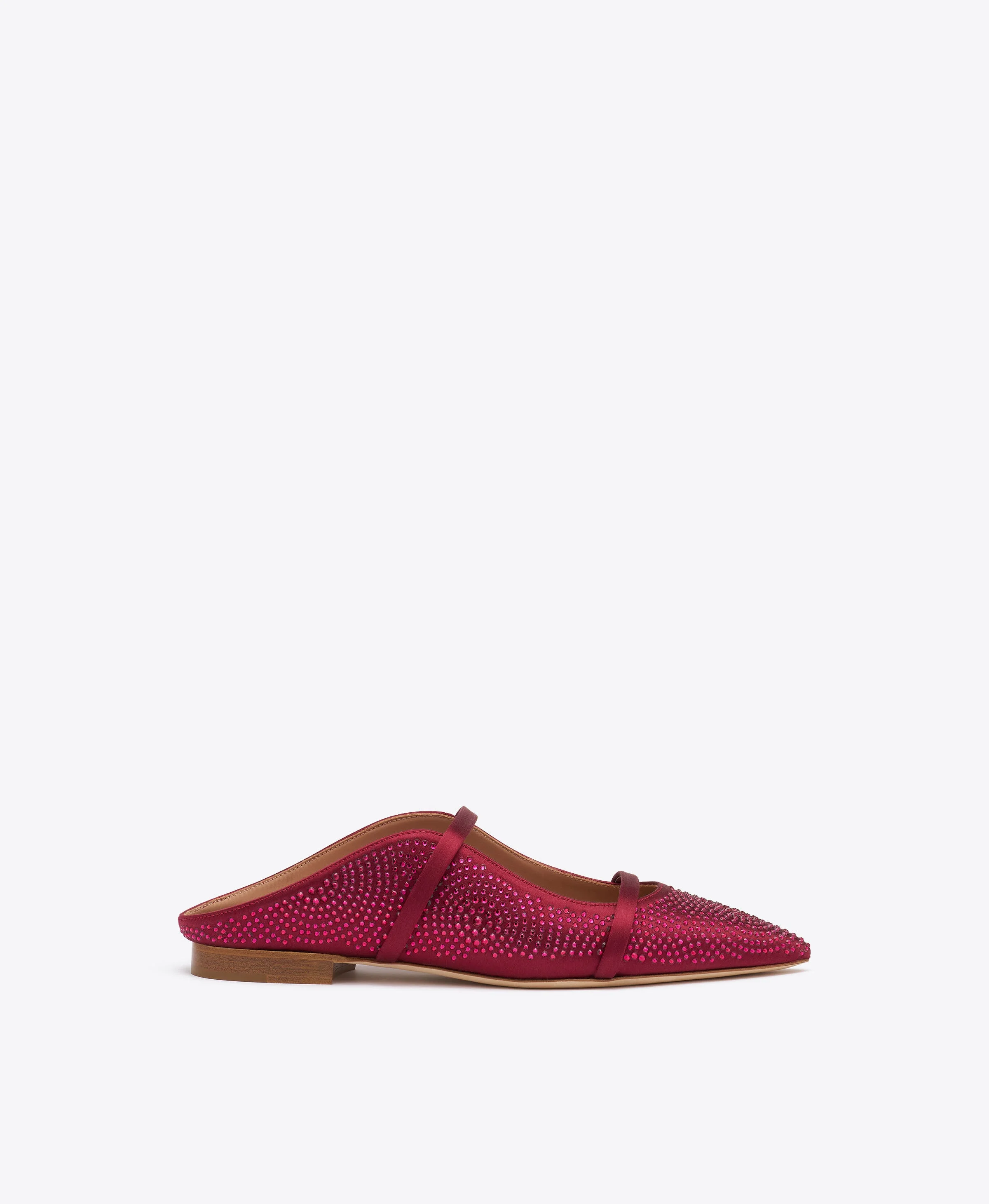 Maureen Burgundy Satin Flat Mules - 1