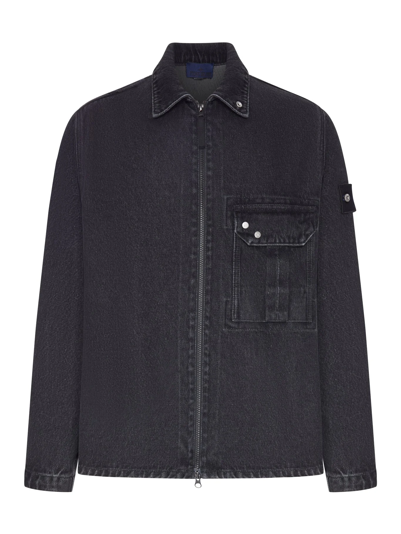 BLACK DENIM OVERSHIRT - 1