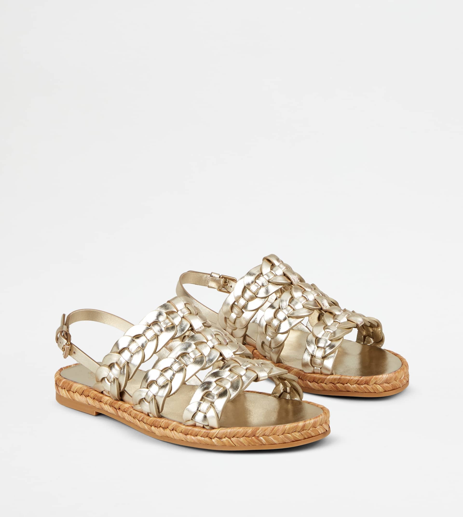 SANDALS IN LEATHER - GOLD - 2