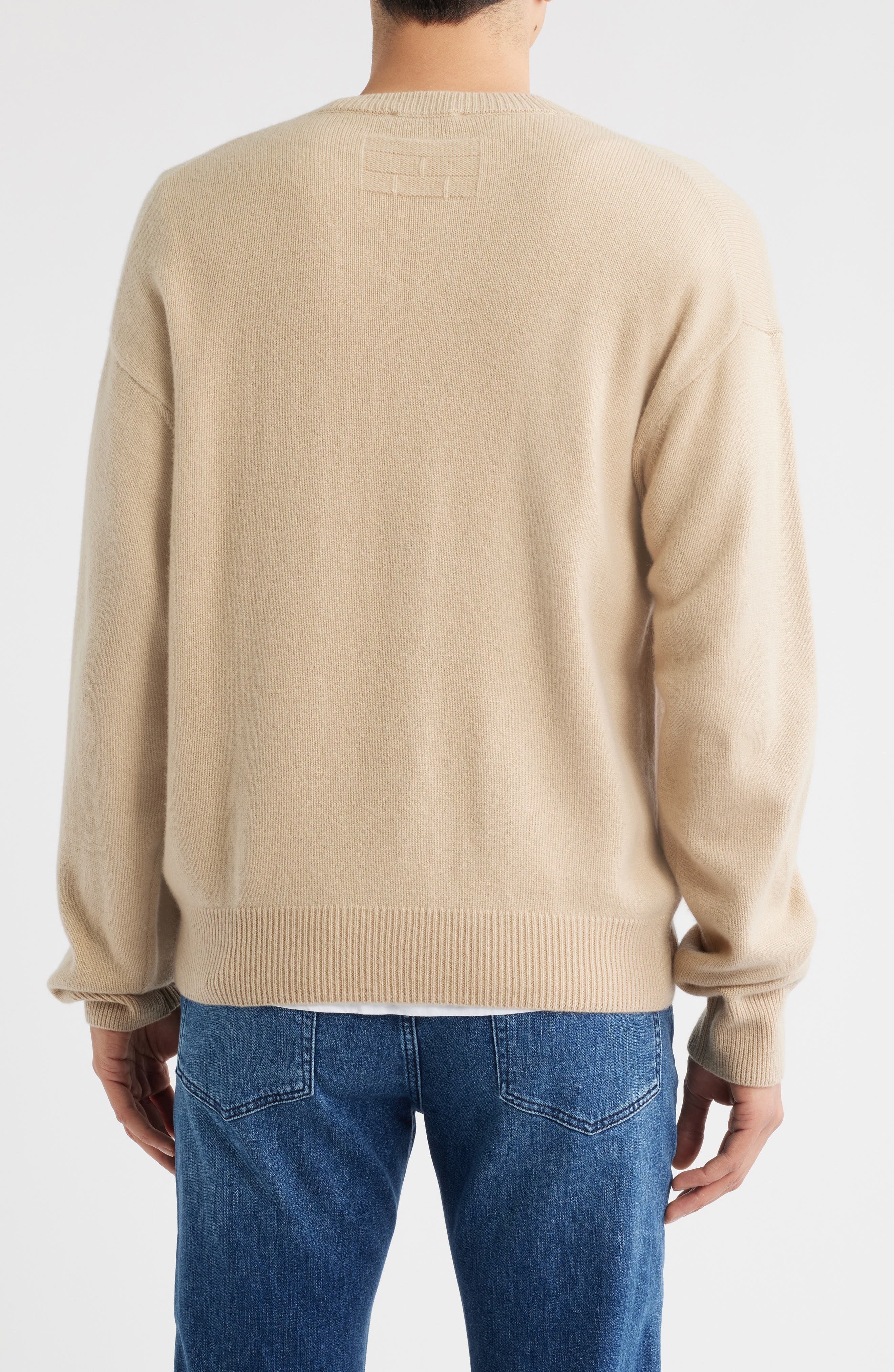 FRAME Lightweight Cashmere Crewneck Sweater in Summer Beige at Nordstrom - 2