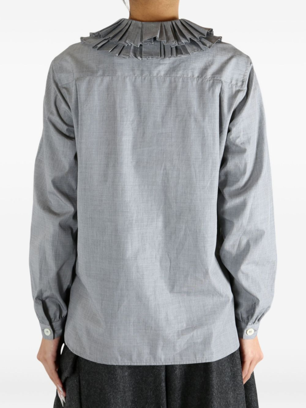 pleated-frills cotton shirt - 4
