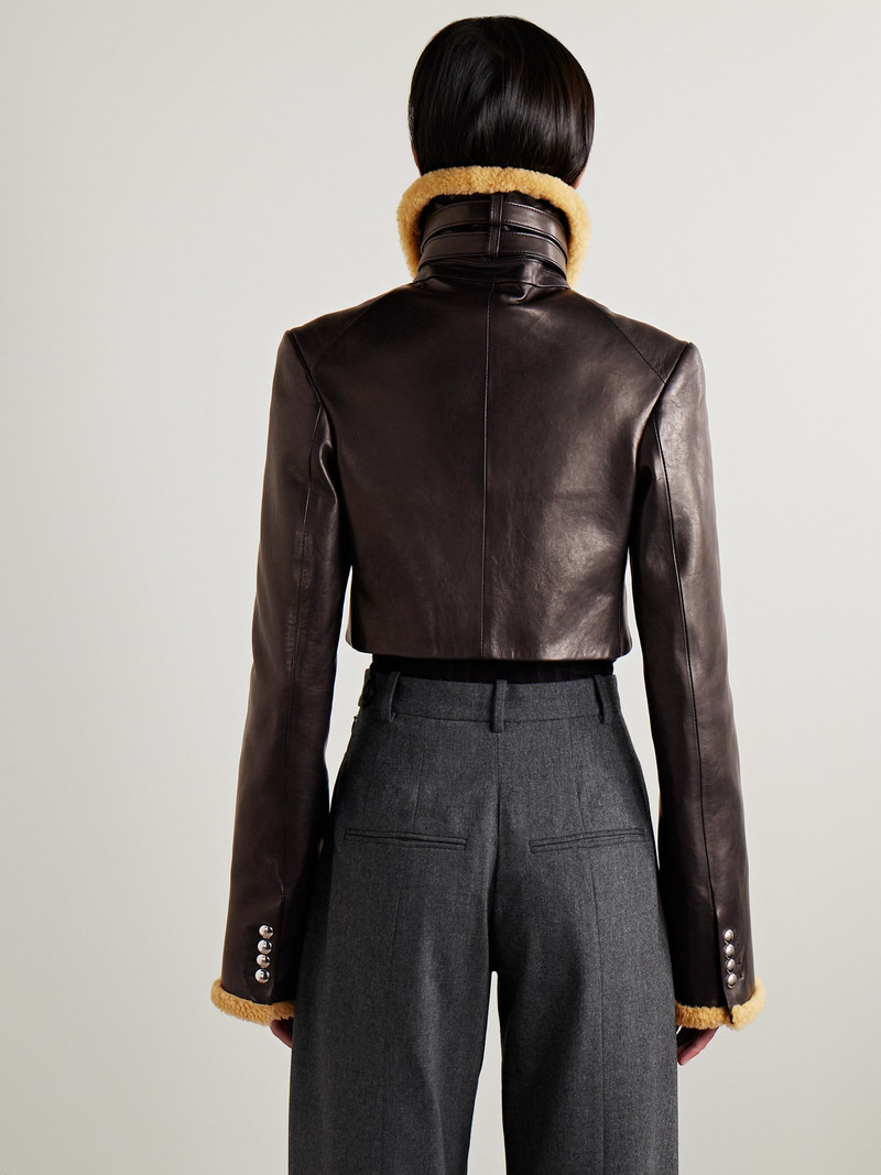 Jodie Cropped Shearling-trimmed Leather Jacket 3