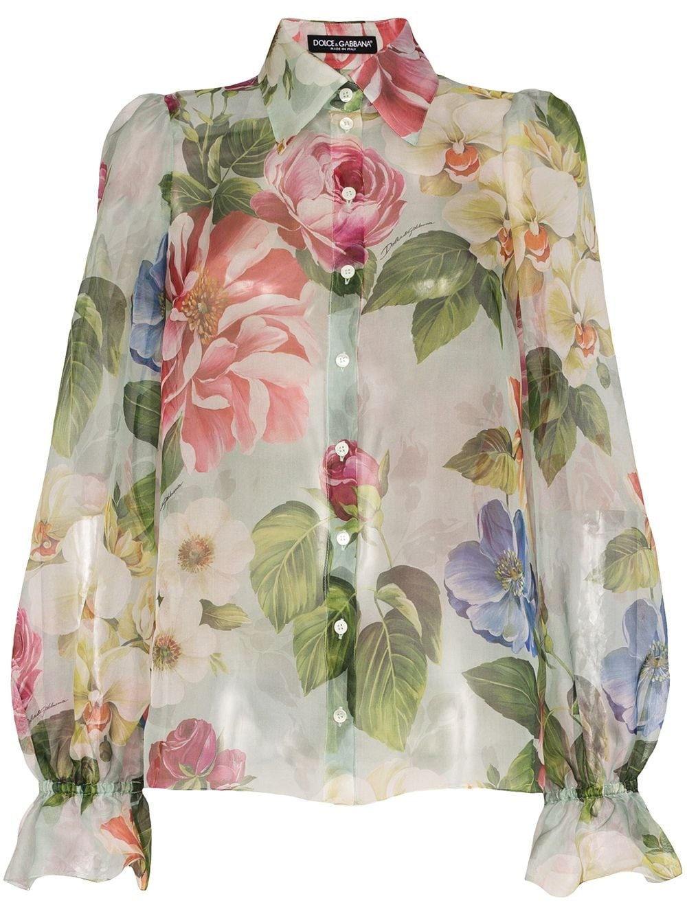 floral print organza shirt - 1