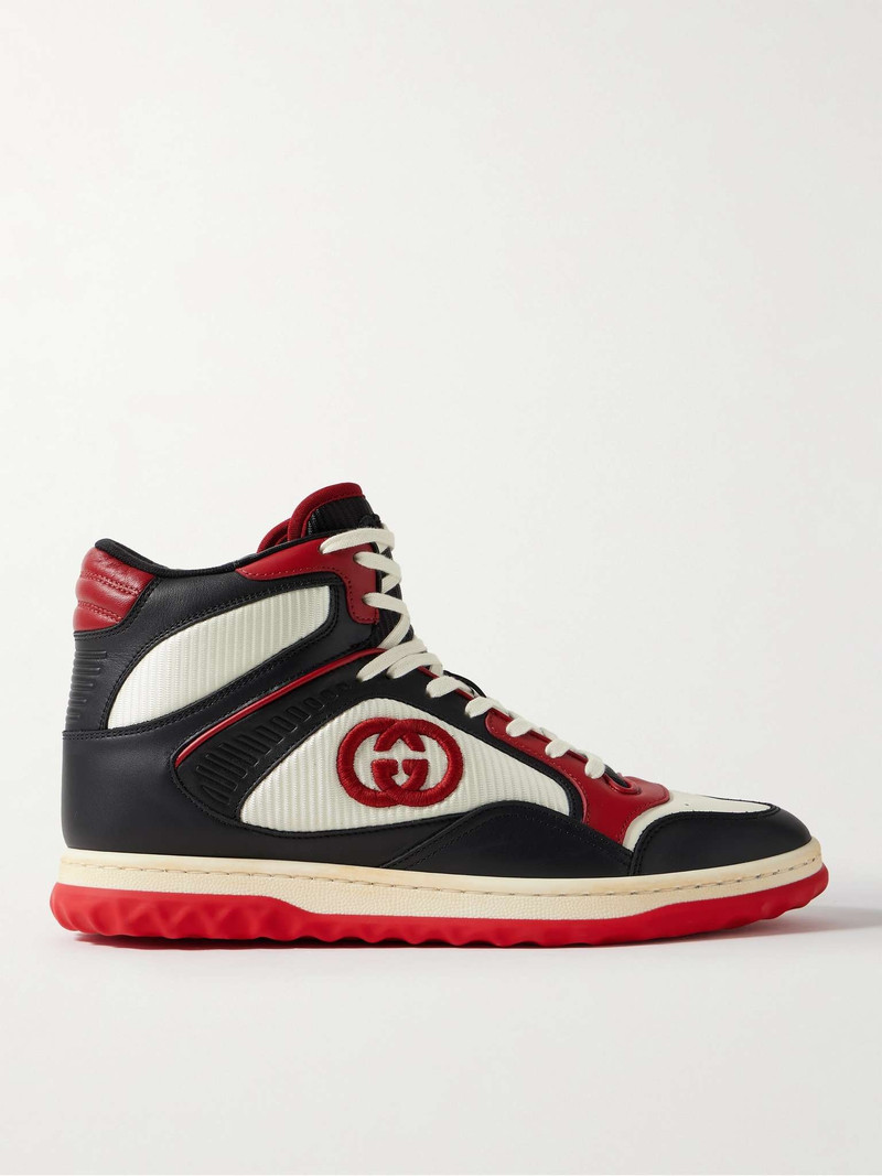 Mac80 Leather and Logo-Embroidered Mesh High-Top Sneakers - 1
