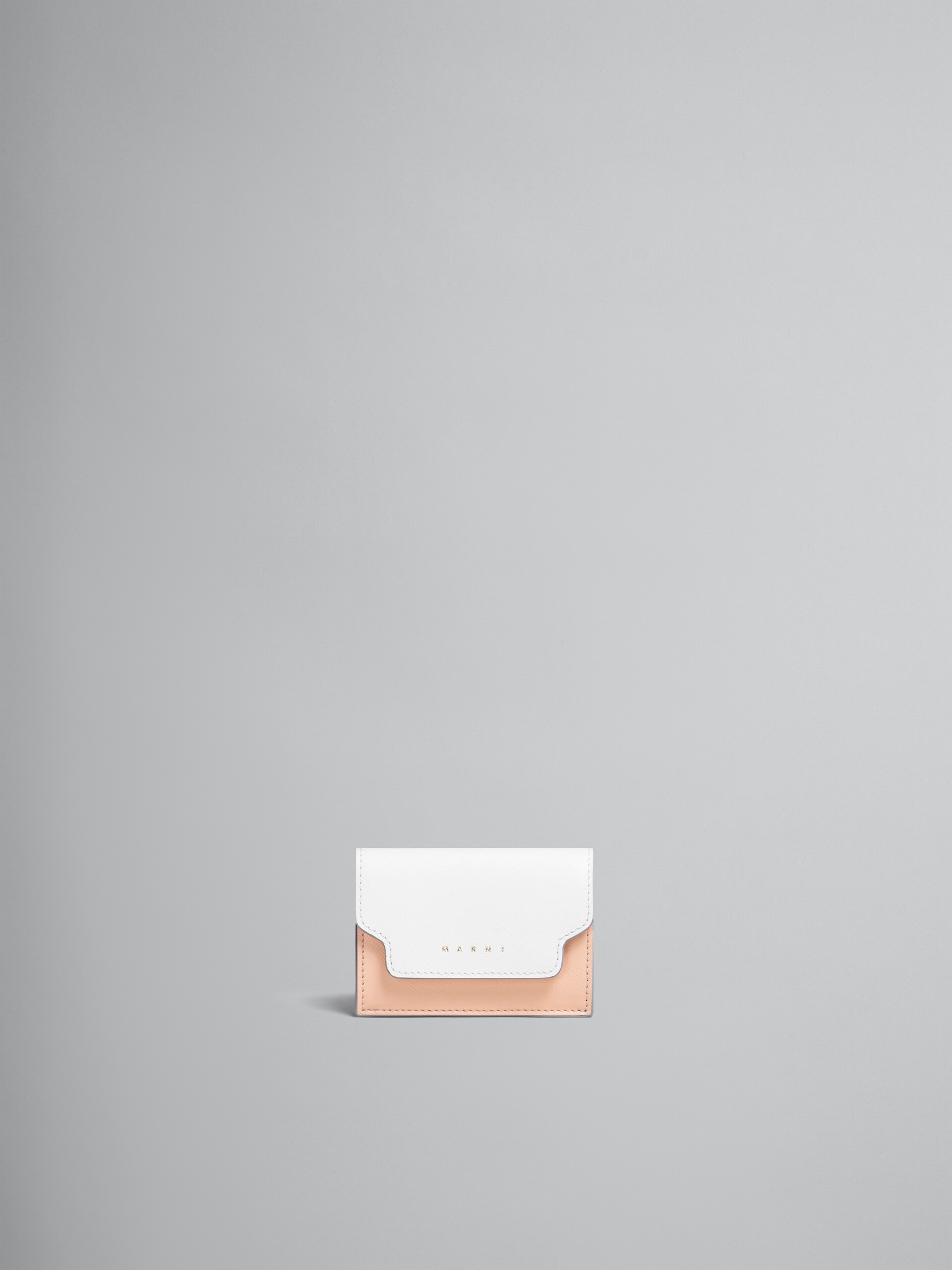 WHITE PINK AND RED SAFFIANO LEATHER TRI-FOLD WALLET - 1
