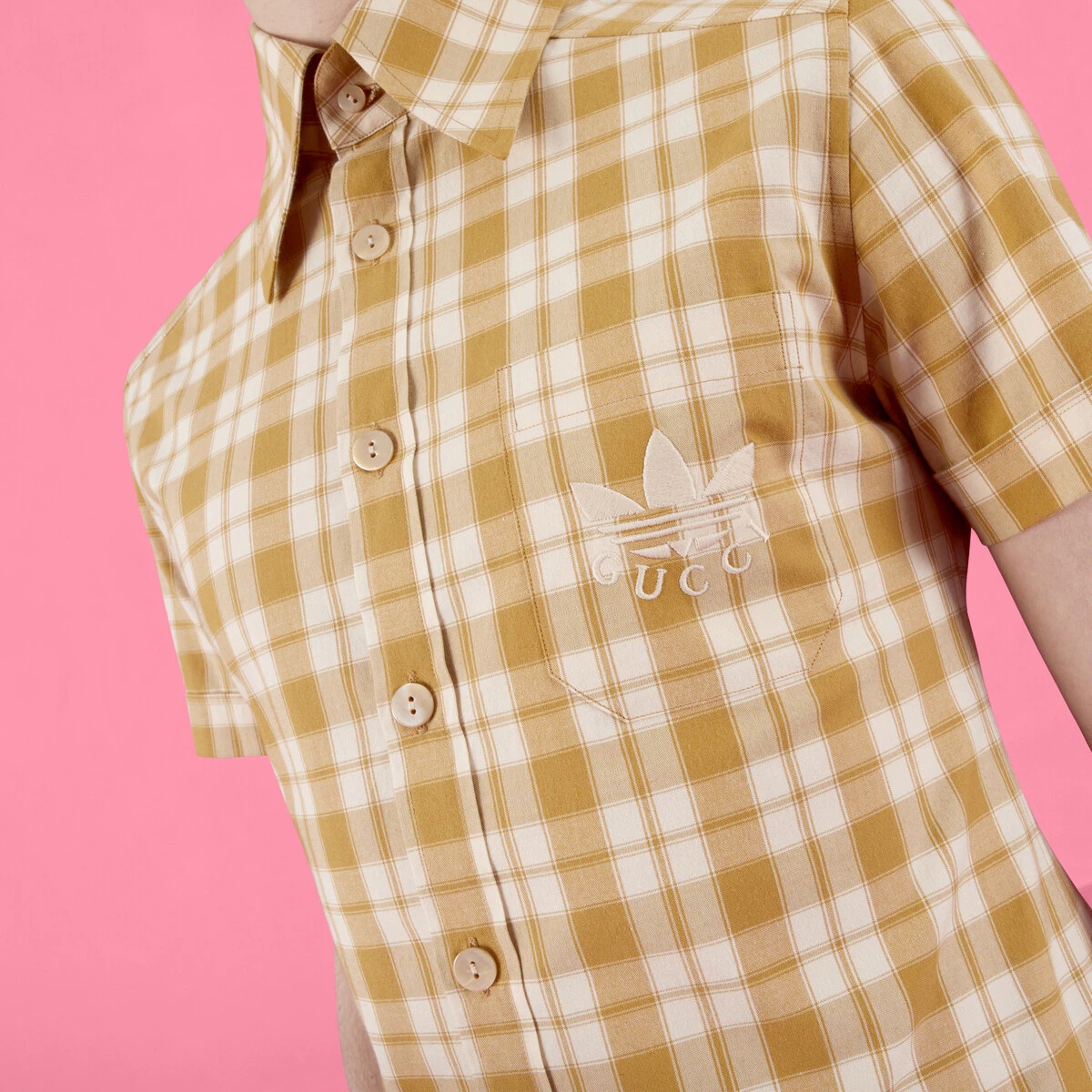 adidas x Gucci check cotton shirt - 3