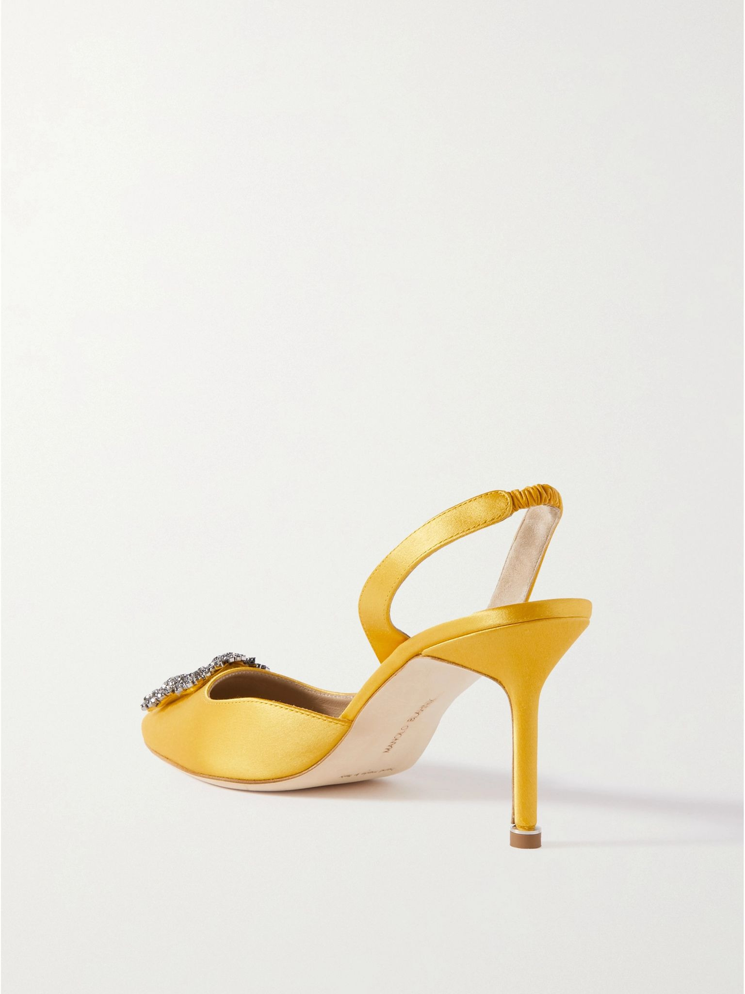 Hangisli 70 embellished satin slingback pumps Yellow - 3