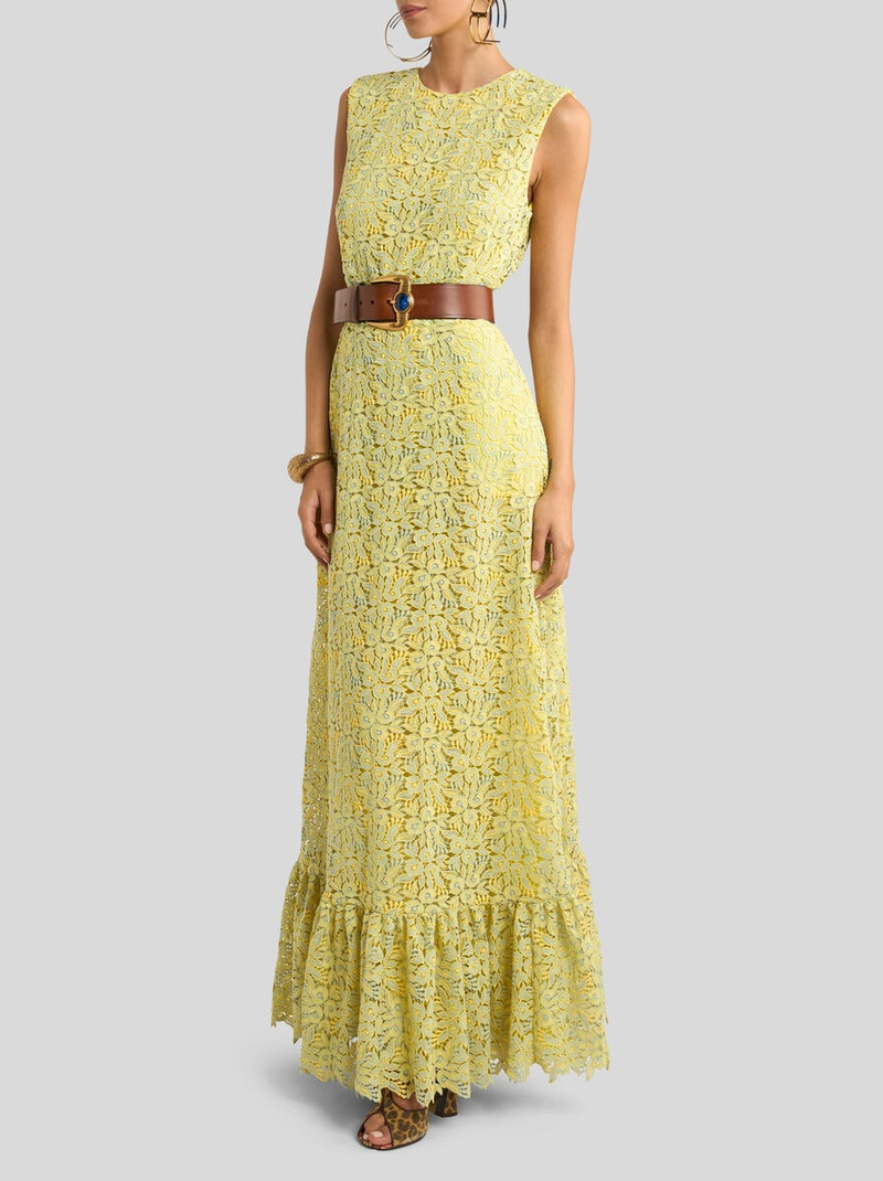 Etro LONG MACRAMÉ LACE DRESS WITH BELT outlook