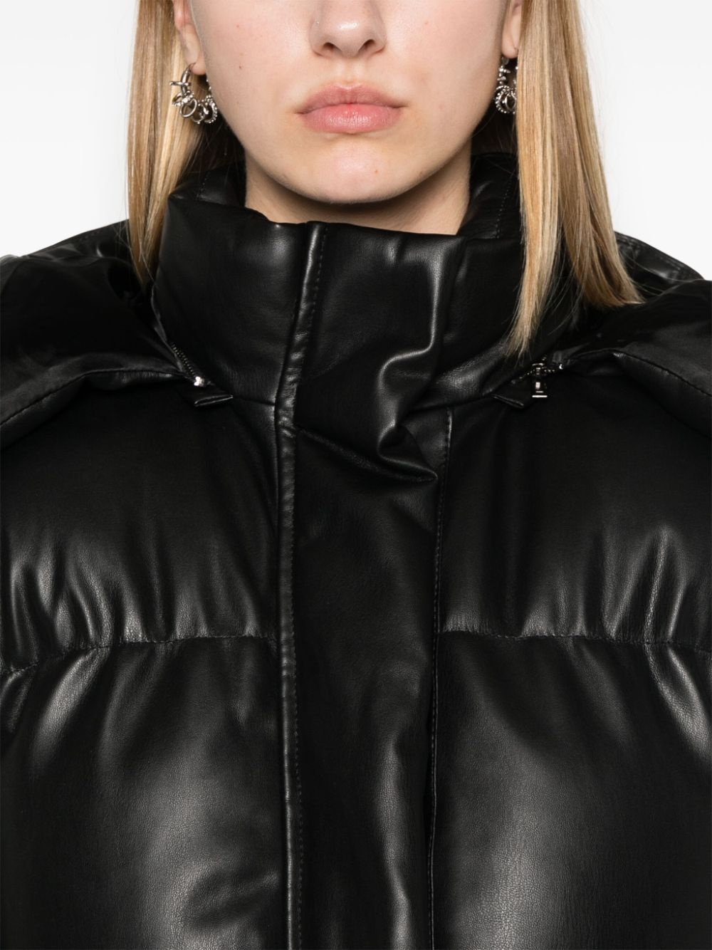 faux-leather puffer jacket - 5