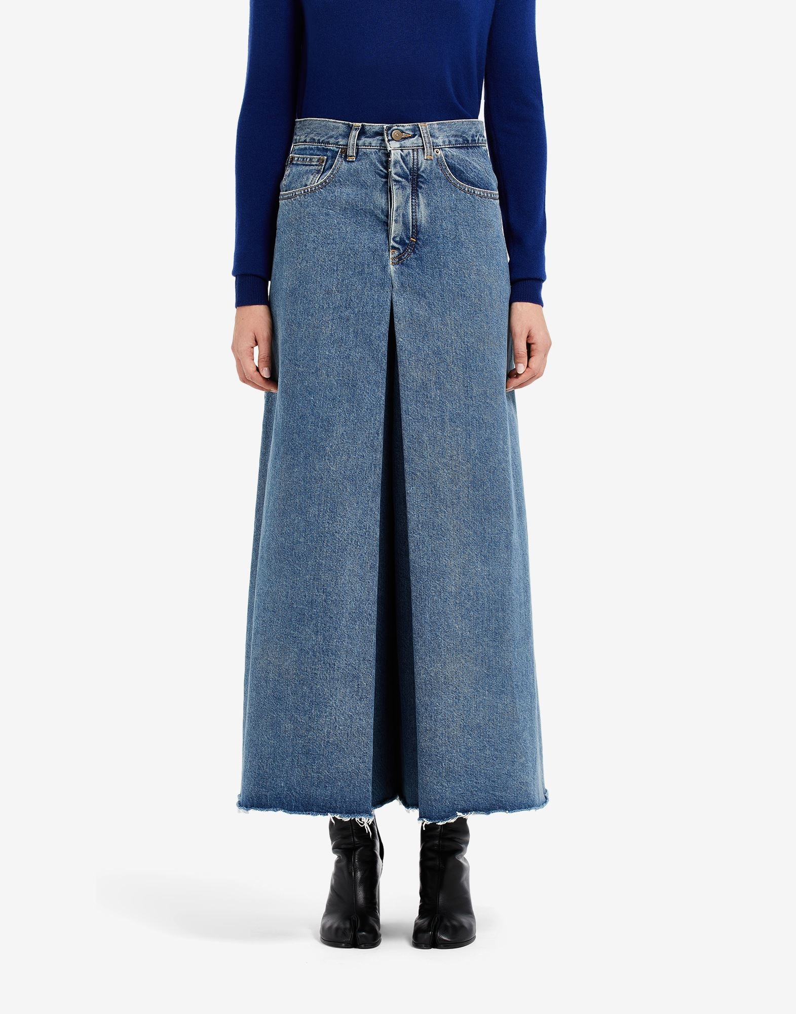 Wide Leg Flared Denim Jeans - 5