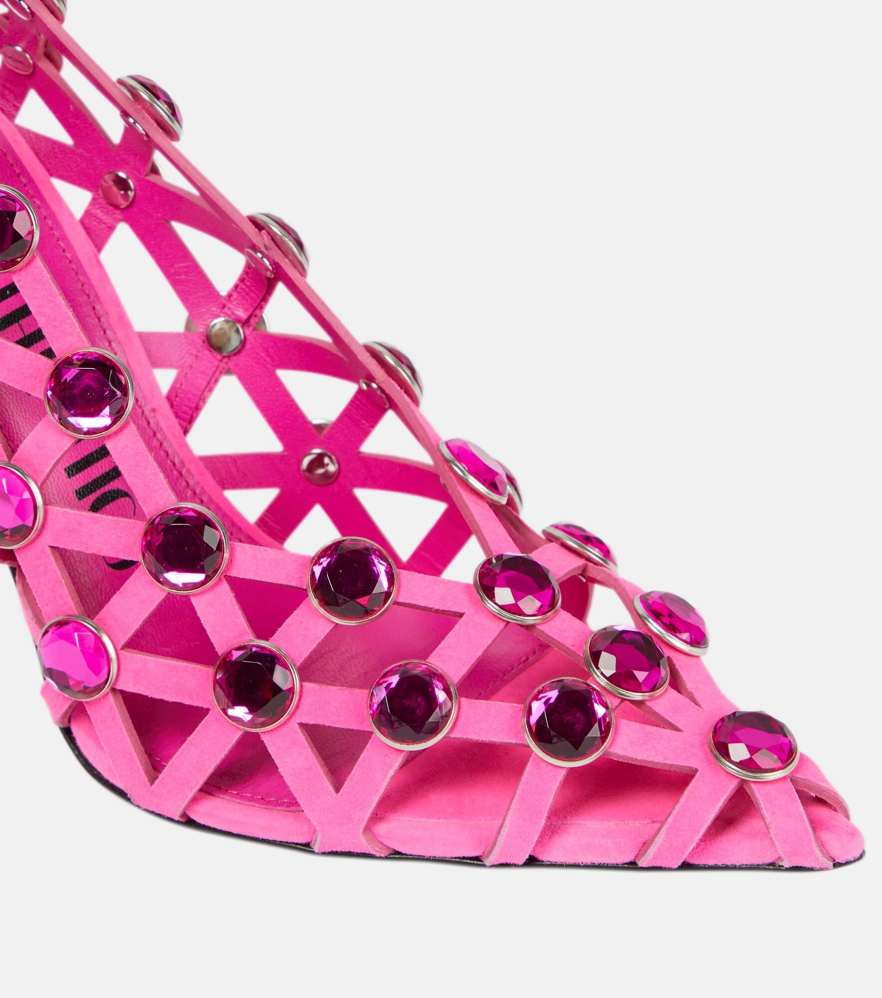 Grid crystal-embellished suede pumps - 6