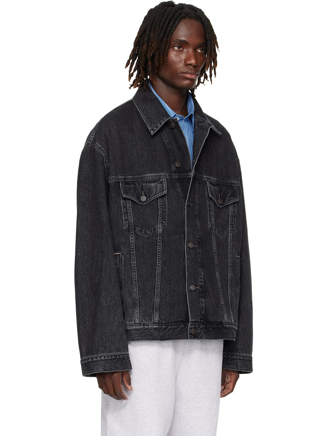 Black Relaxed-Fit Denim Jacket - 2