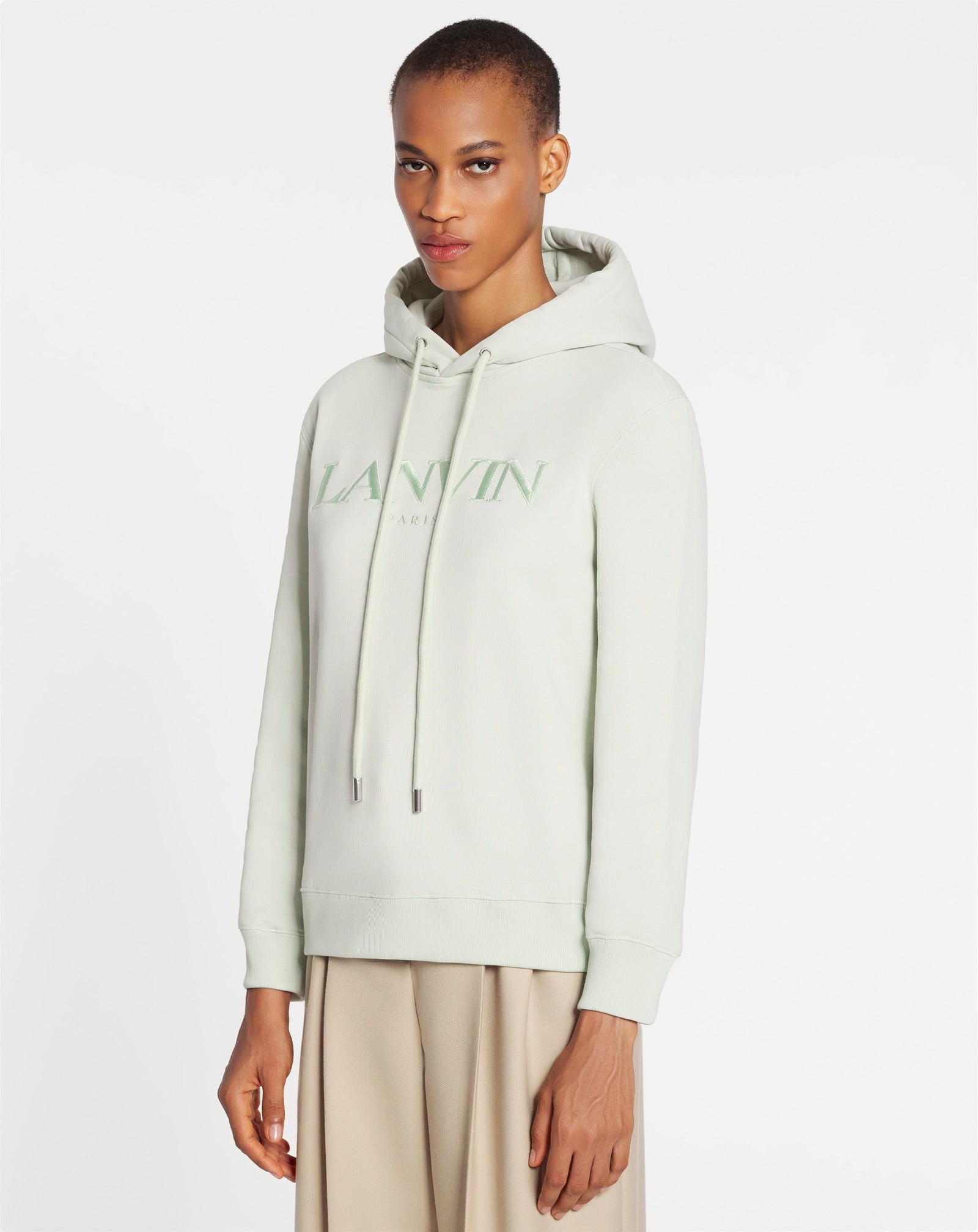 CLASSIC FIT LANVIN EMBROIDERED HOODY IN COTTON FLEECE - 3