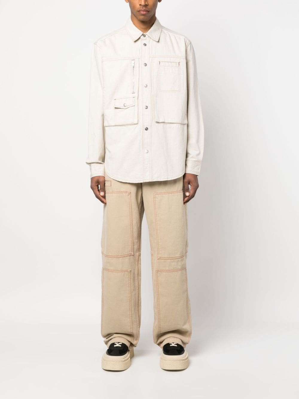 multiple-pockets shirt jacket - 2