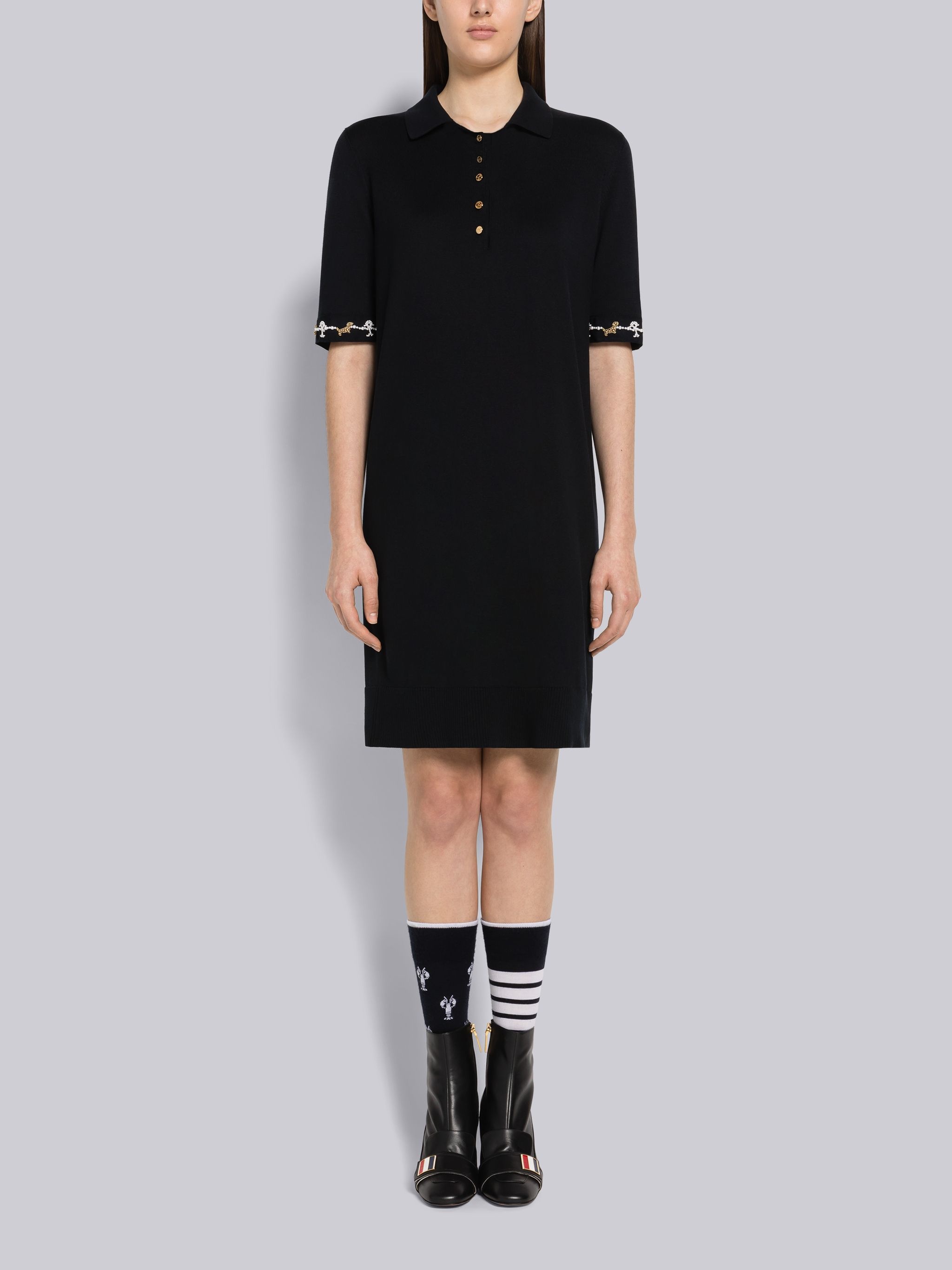 Silk Cotton Trompe L'oeil Armband Polo Dress - 1