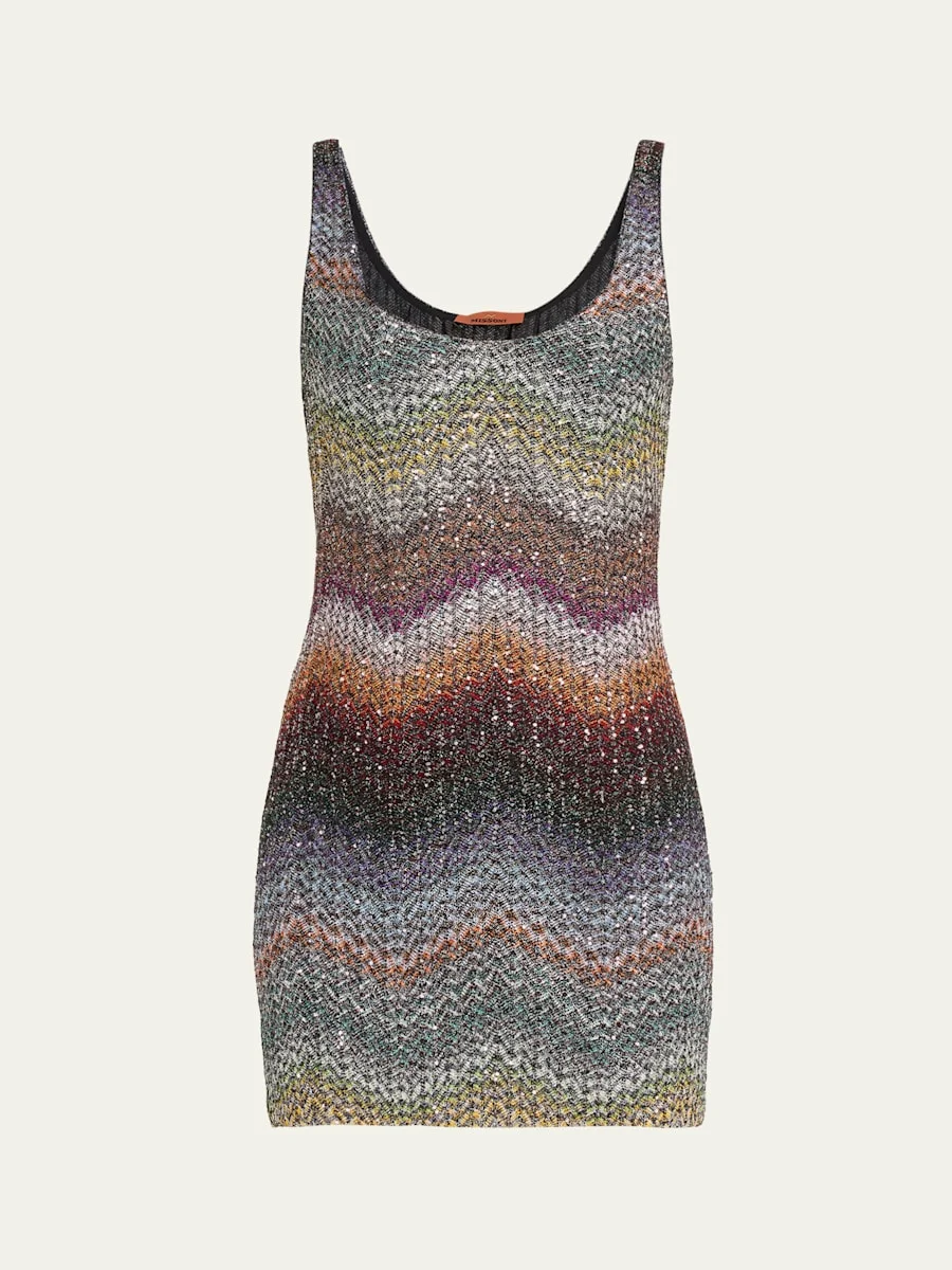 Sequin Wefted Loom Knit Mini Dress - 1