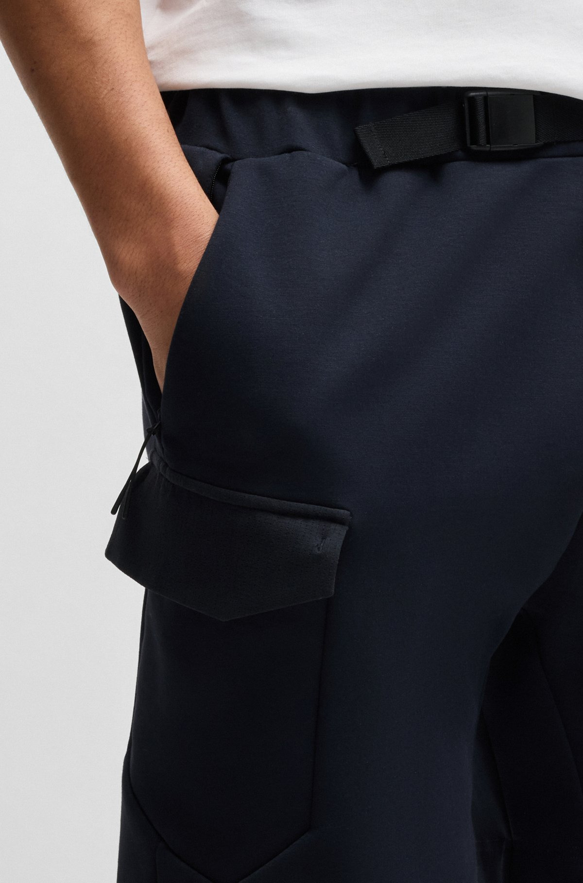 SUPER-STRETCH SHORTS WITH HOPSACK PANELING - 3