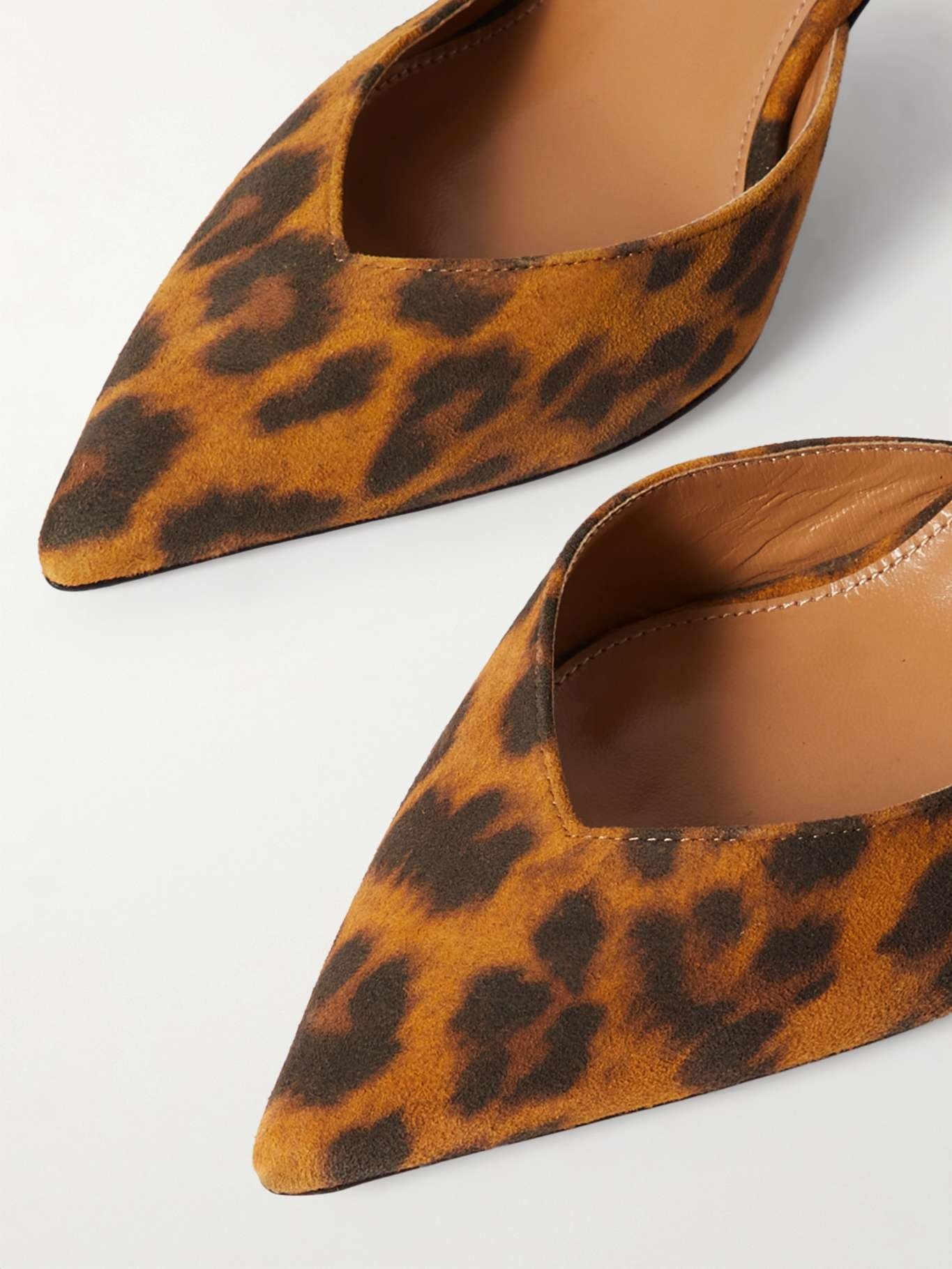 Beyond leather-trimmed leopard-print suede pumps - 4