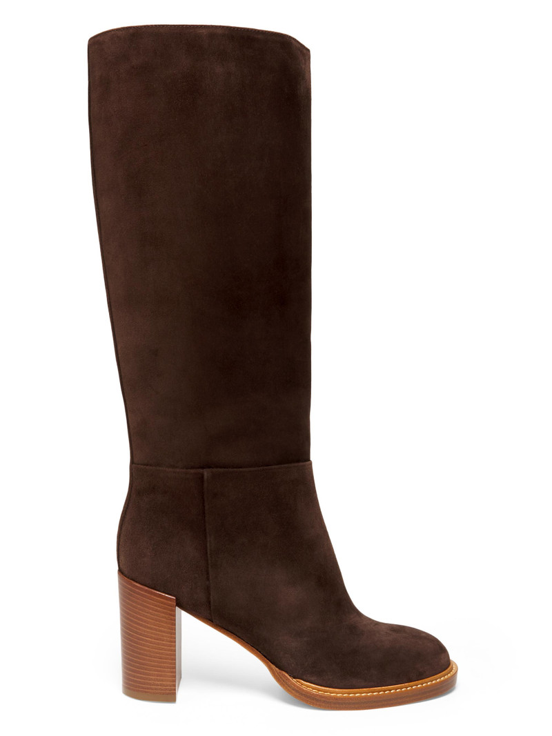Women's Bocca 80MM Leather Knee-High Boots - Dark Chocolate 1
