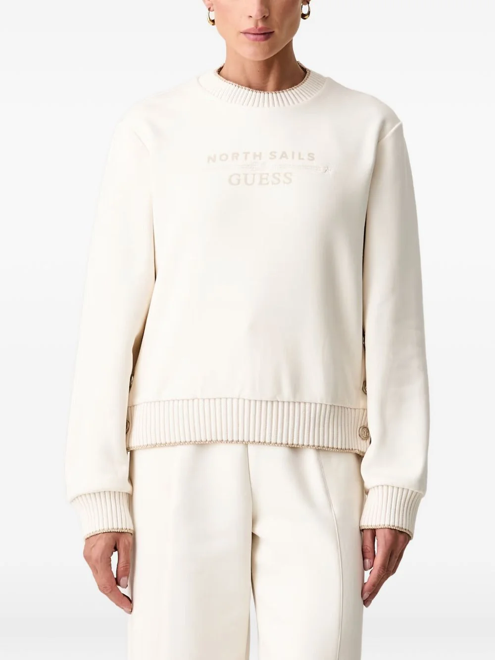 button-detail logo-print sweater - 1