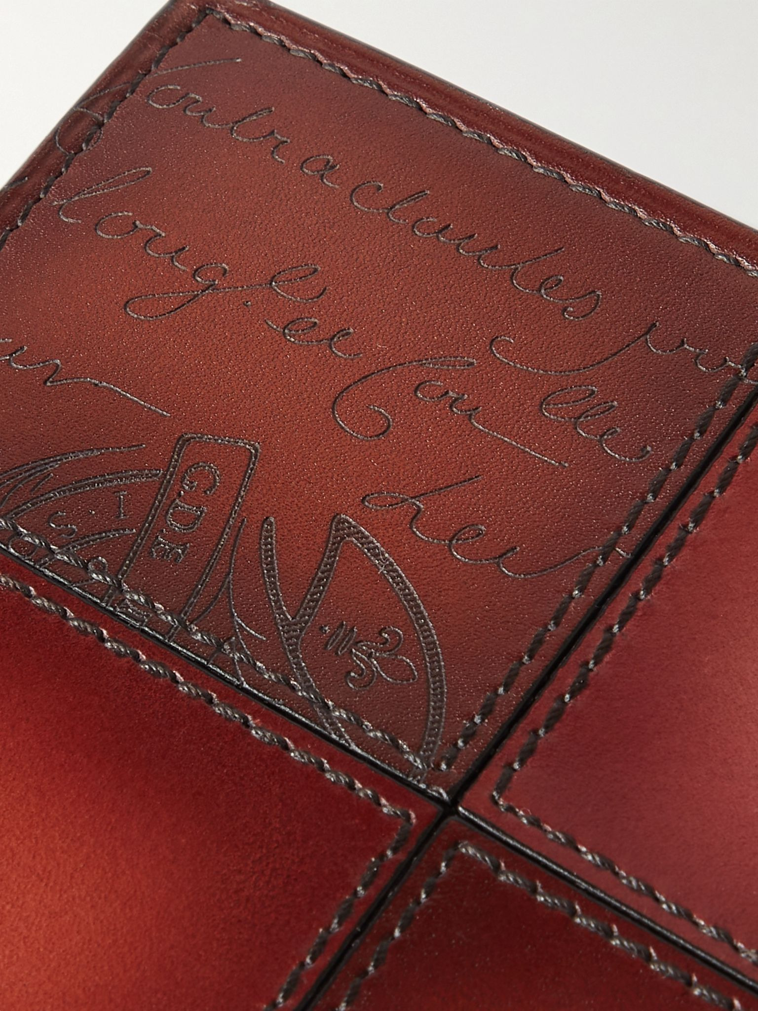Makore Neo Scritto Panelled Venezia Leather Billfold Wallet Red - 3