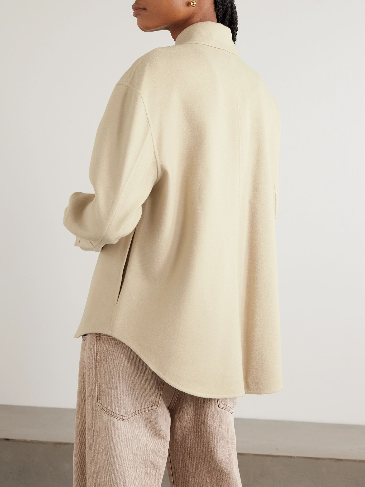 Jelia wool and silk-blend felt shirt Beige - 4