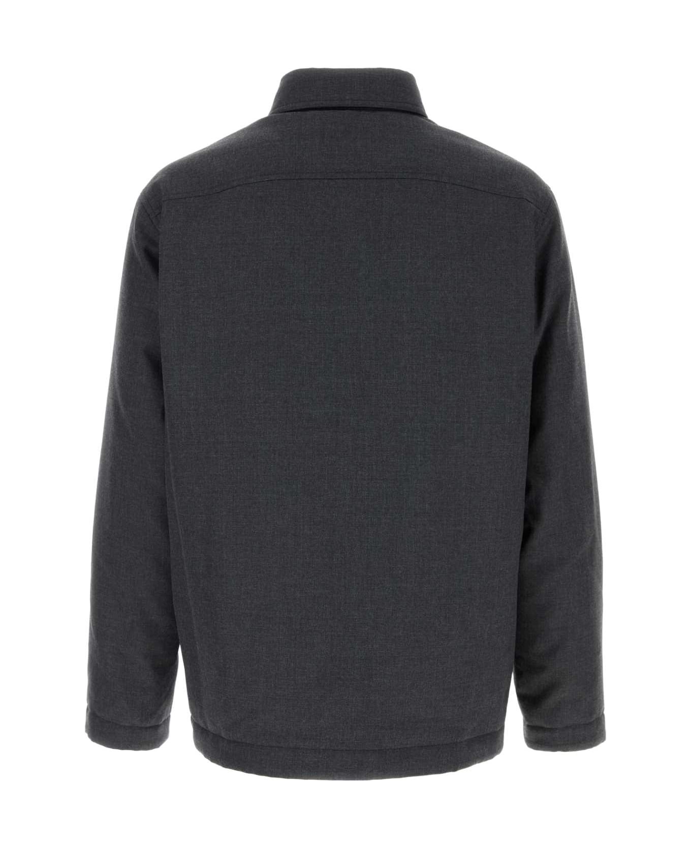 Dark Grey Polyester Blend Padded Shirt - 2