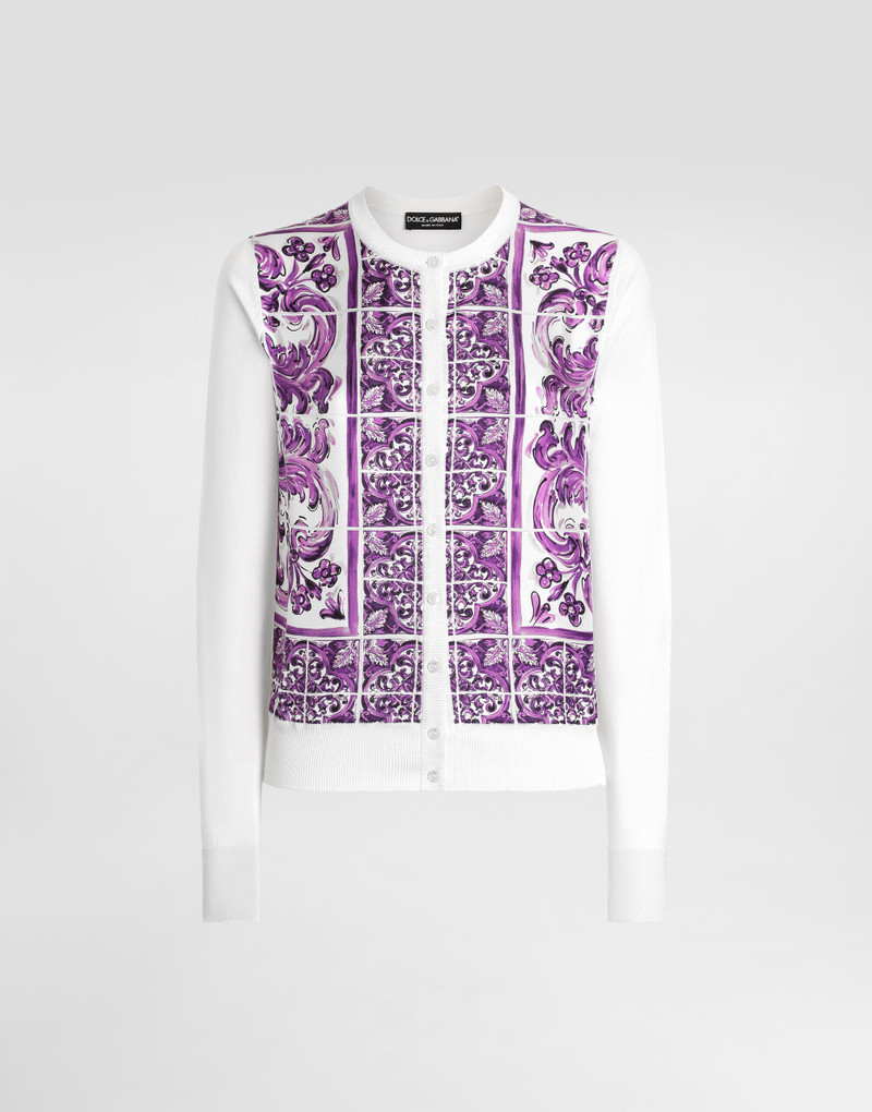 Majolica-print silk cardigan 1