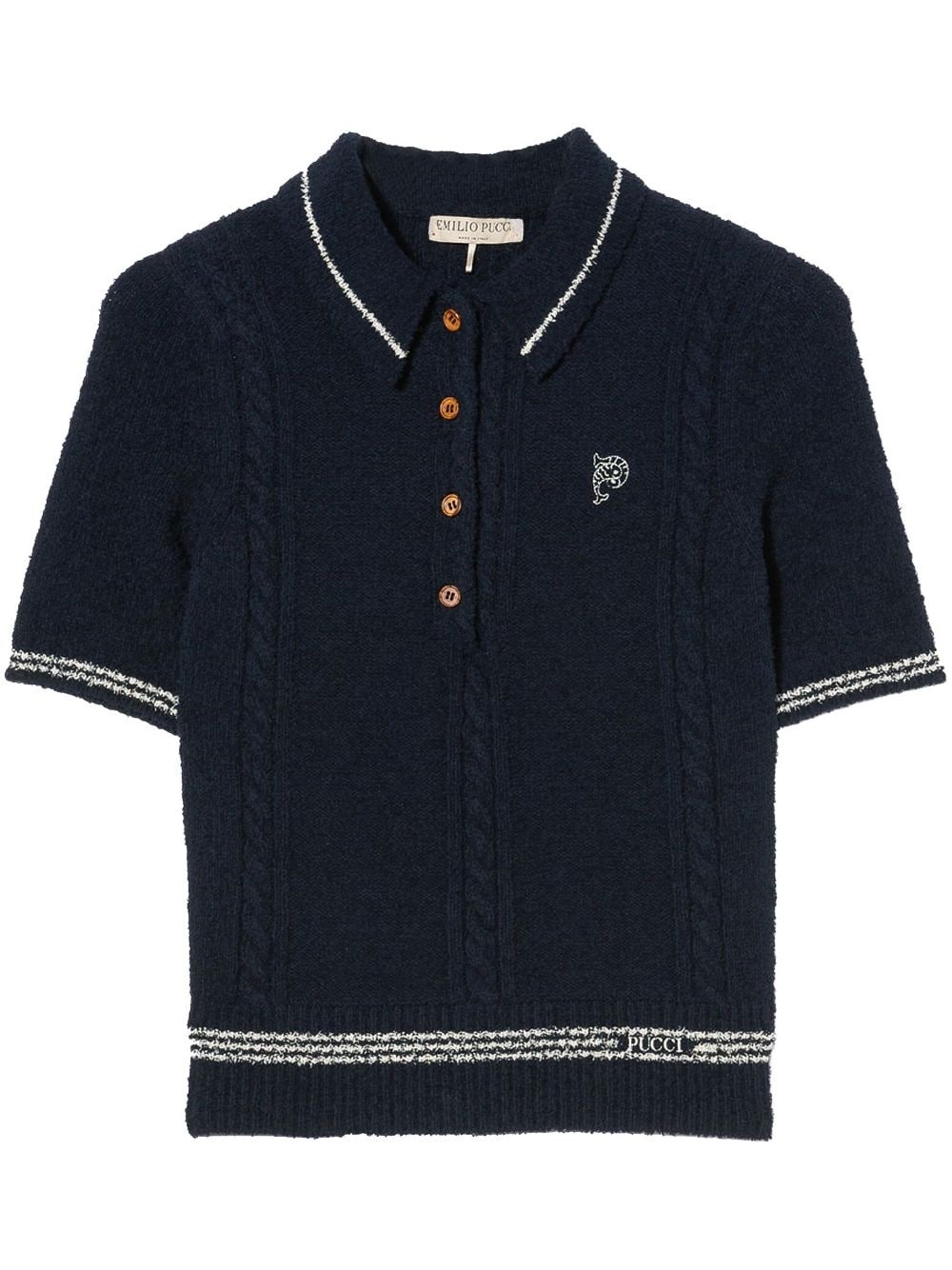 cable-knit polo shirt - 1