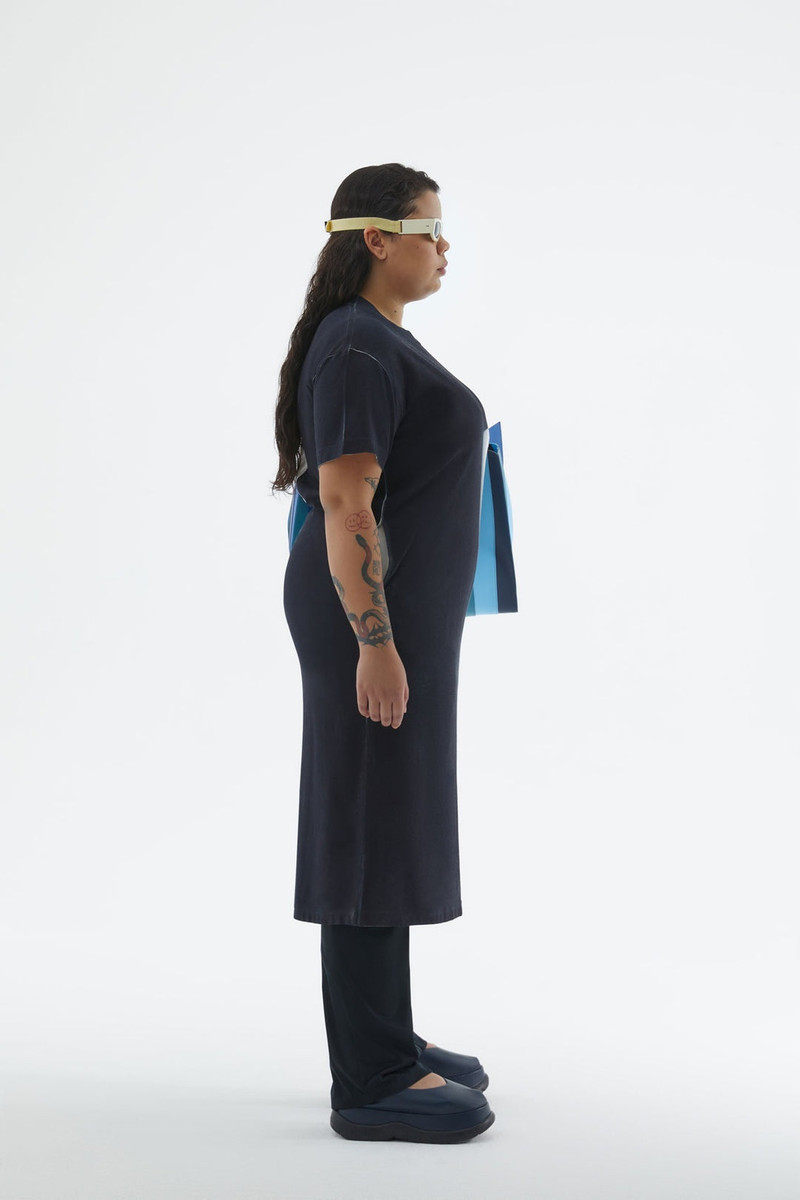 HAND SPRAYED BLUE T-SHIRT DRESS 3