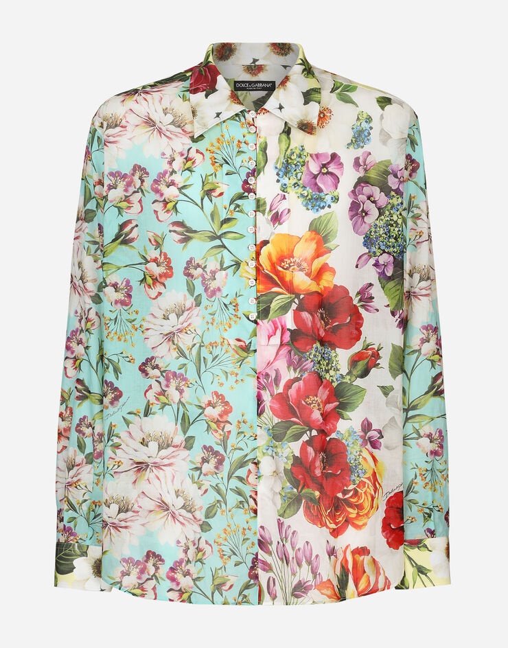 Oversize floral-print cotton shirt - 4