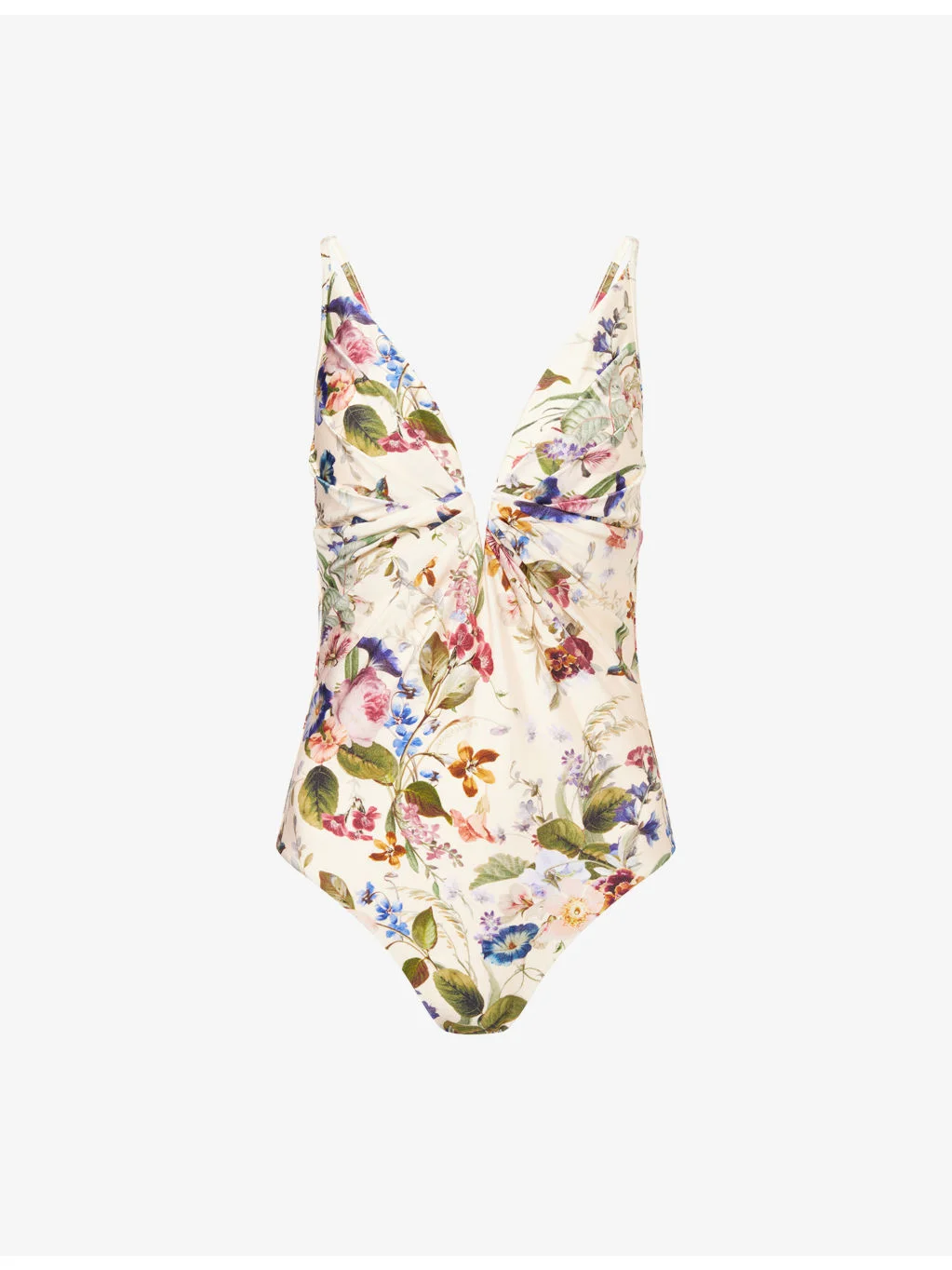 Patience Tuck Plunge Floral One-Piece Swimsuit - 1