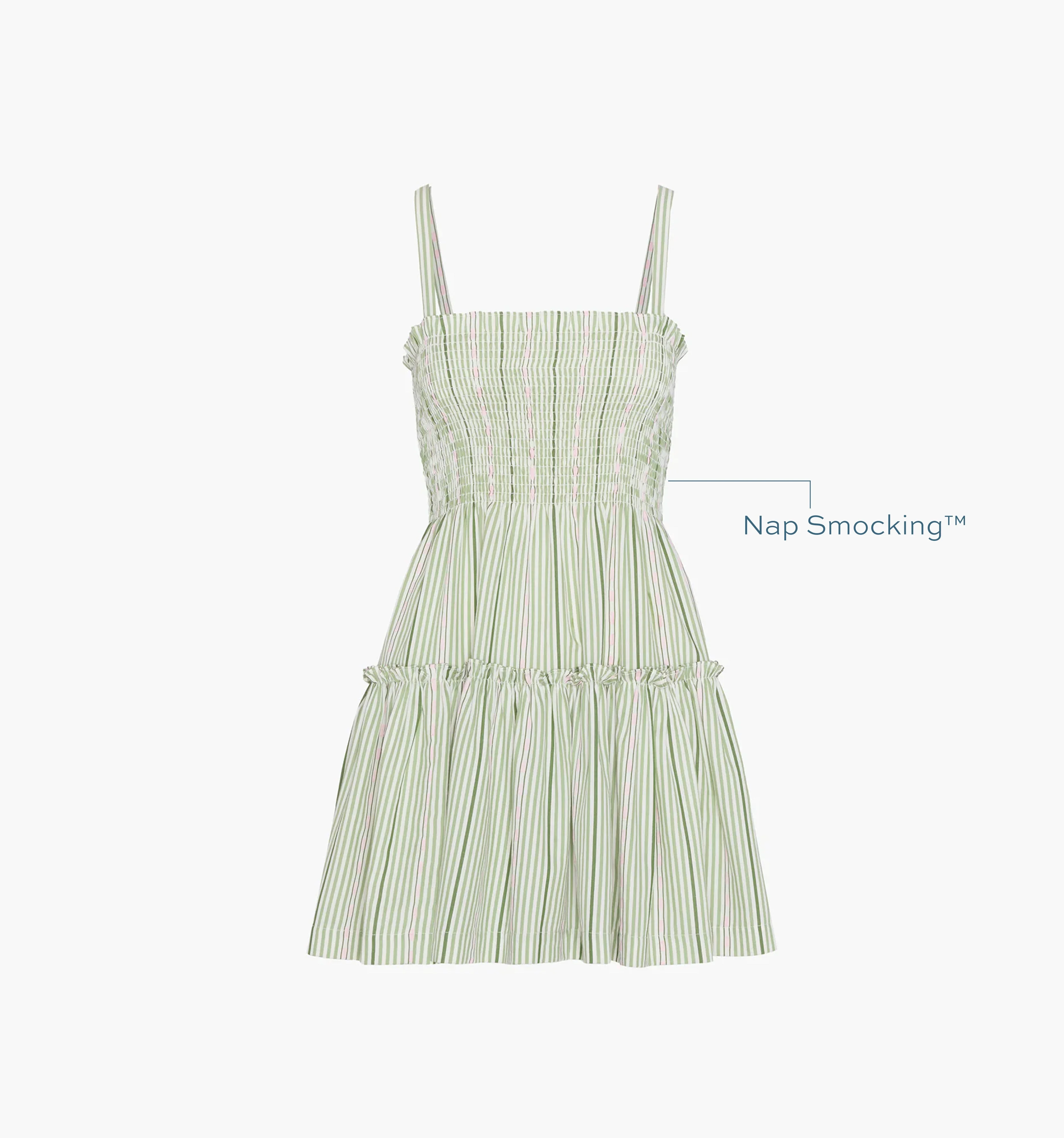 The Seraphina Mini Nap Dress - Green Jacquard Stripe - 1