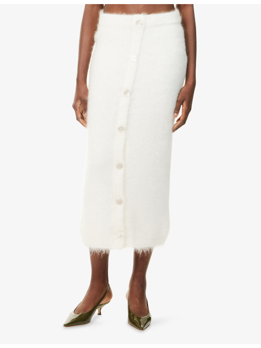 Carded Brushed Wool-Blend Midi Skirt - 3