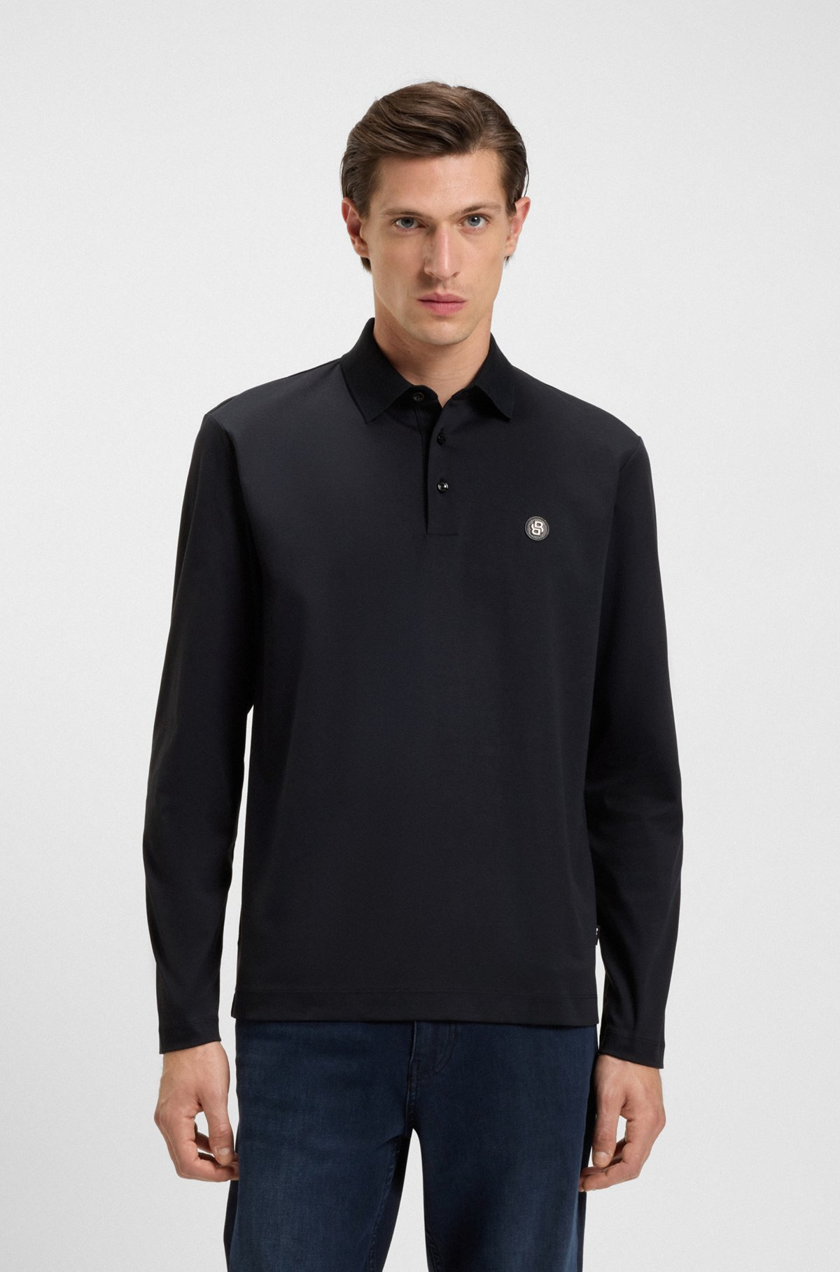 MERCERIZED-COTTON POLO SHIRT WITH DOUBLE B MONOGRAM - 2
