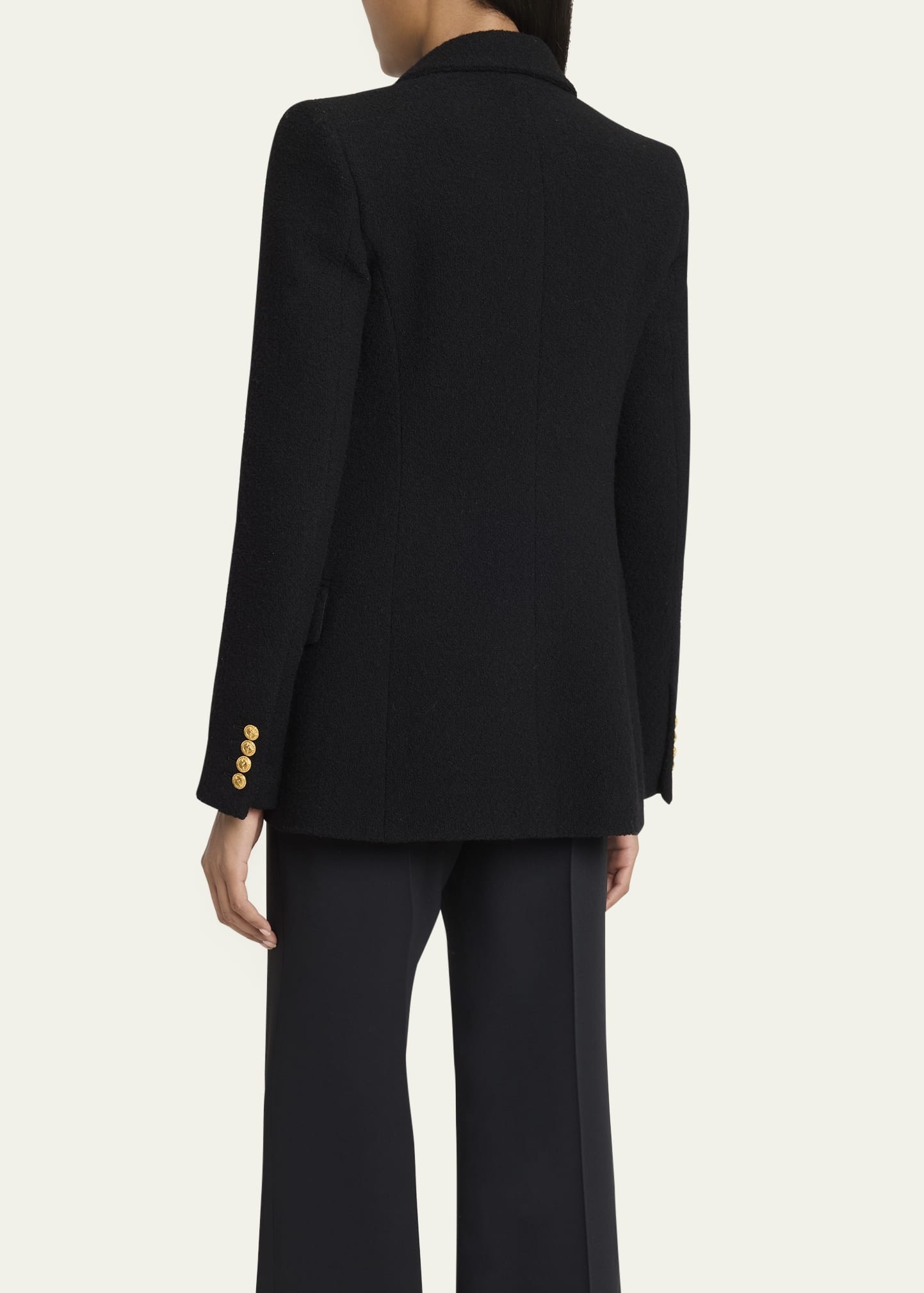 Cascade-Lapel Double-Breasted Boucle Jacket - 3