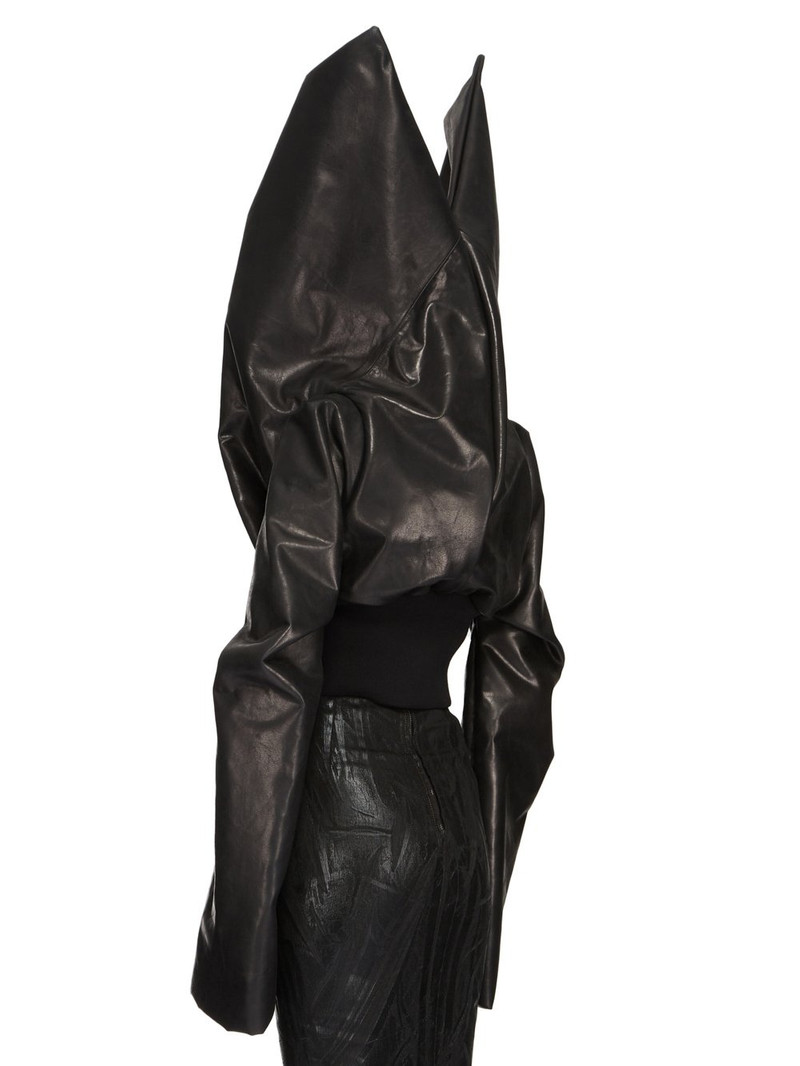 Flight high-neck asymmetric leather jacket 3
