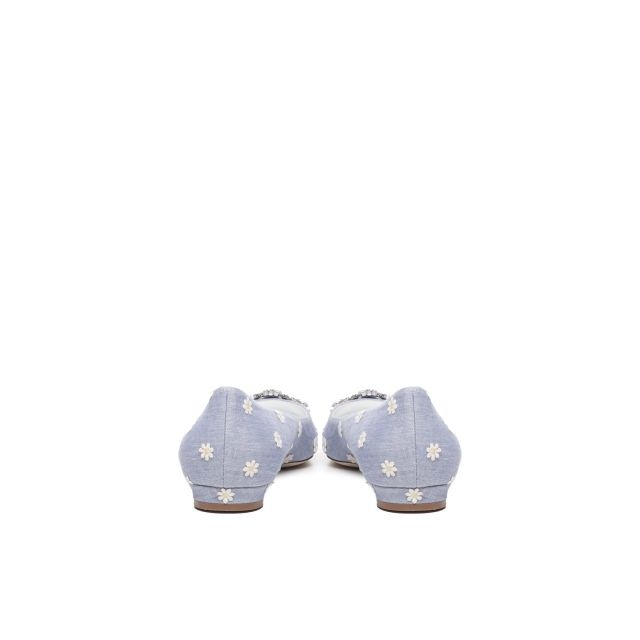 Manolo Blahnik Hangisi Daisy Canvas Ballerinas | genteroma