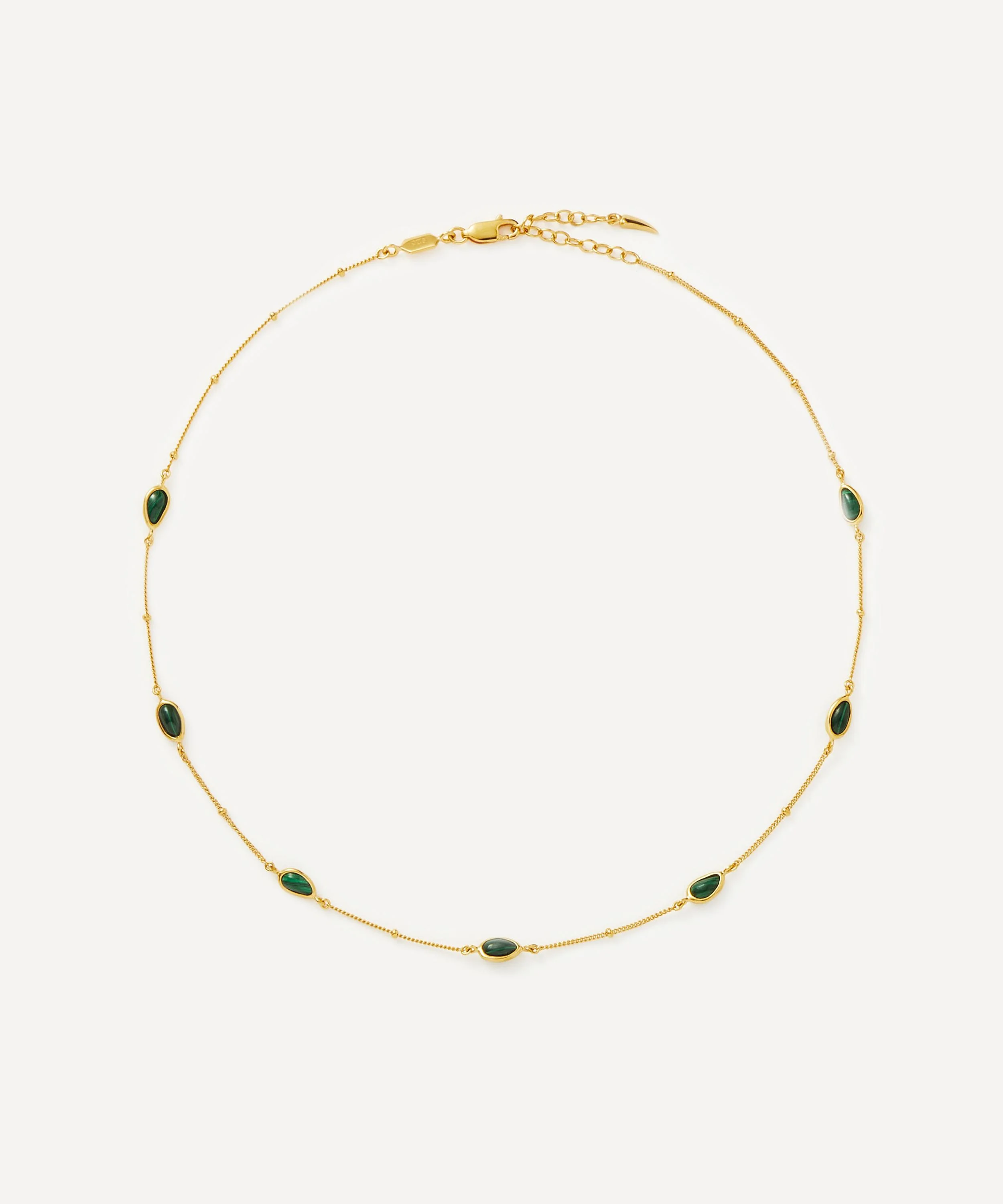 18ct Gold-Plated Vermeil Silver Magma Gemstone Charm Choker Necklace - 1