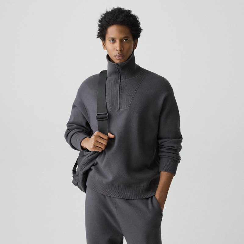 Relaxed Quarter-Zip Sweatshirt in Wool Bilen 2