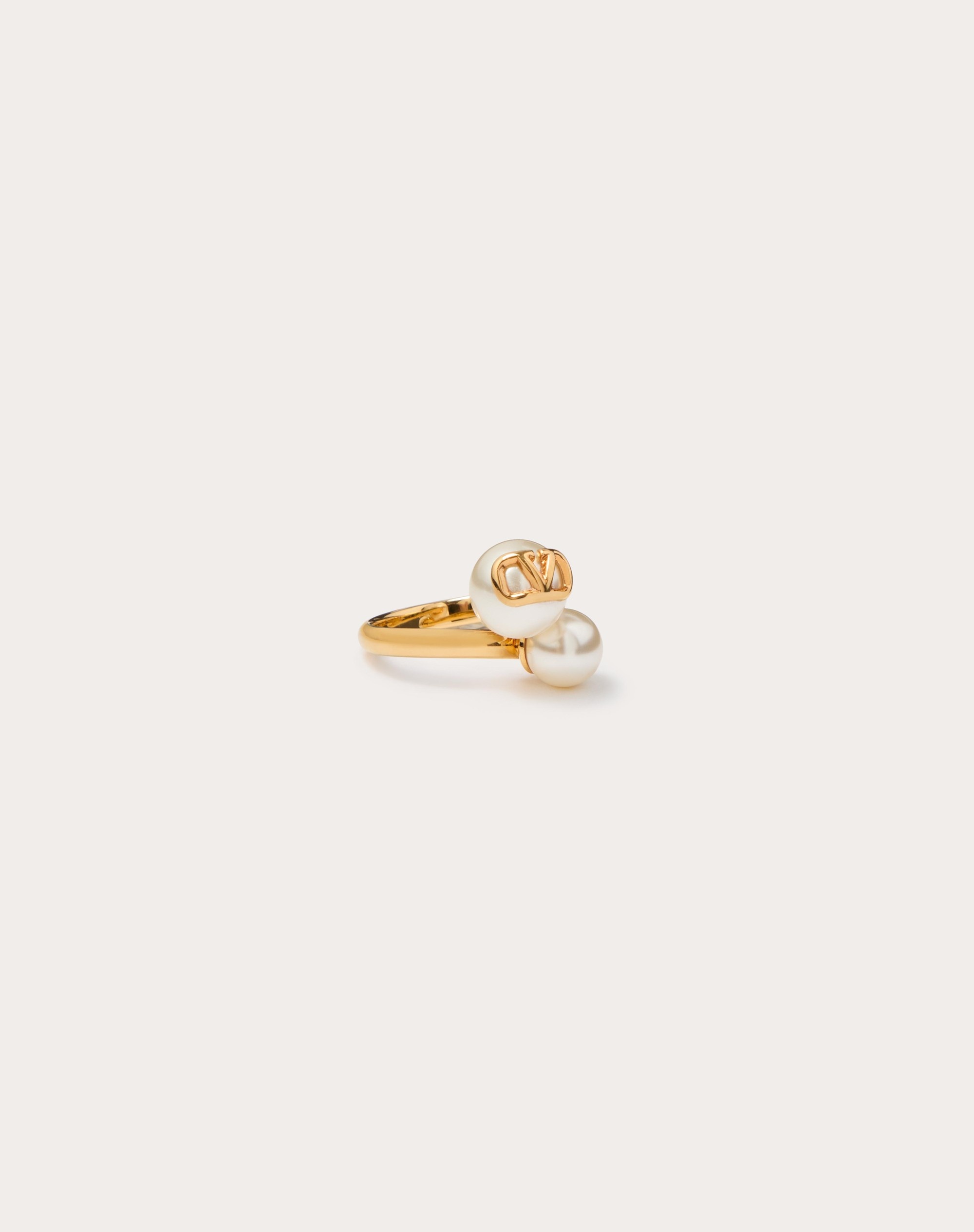 VLOGO SIGNATURE METAL AND PEARL RING - 1