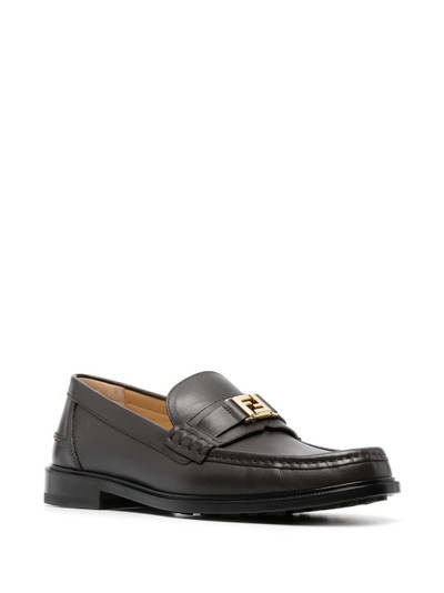 FENDI FF-plaque leather squared loafers outlook